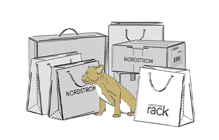 Stack of Nordstrom boxes and bags.