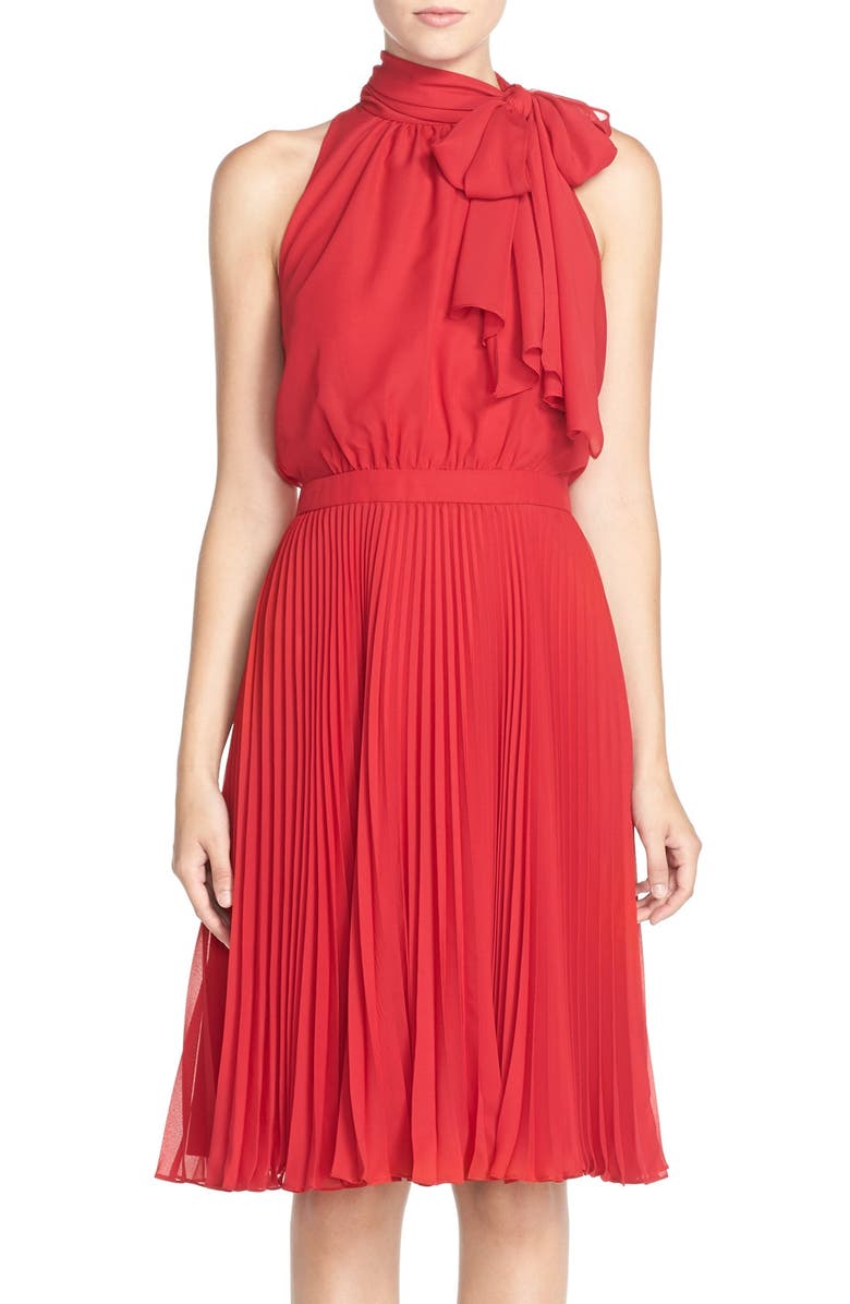 Maggy London Tie Neck Pleat Chiffon Blouson Dress Nordstrom Maggy London Tie Neck Pleat Chiffon Blouson Dress