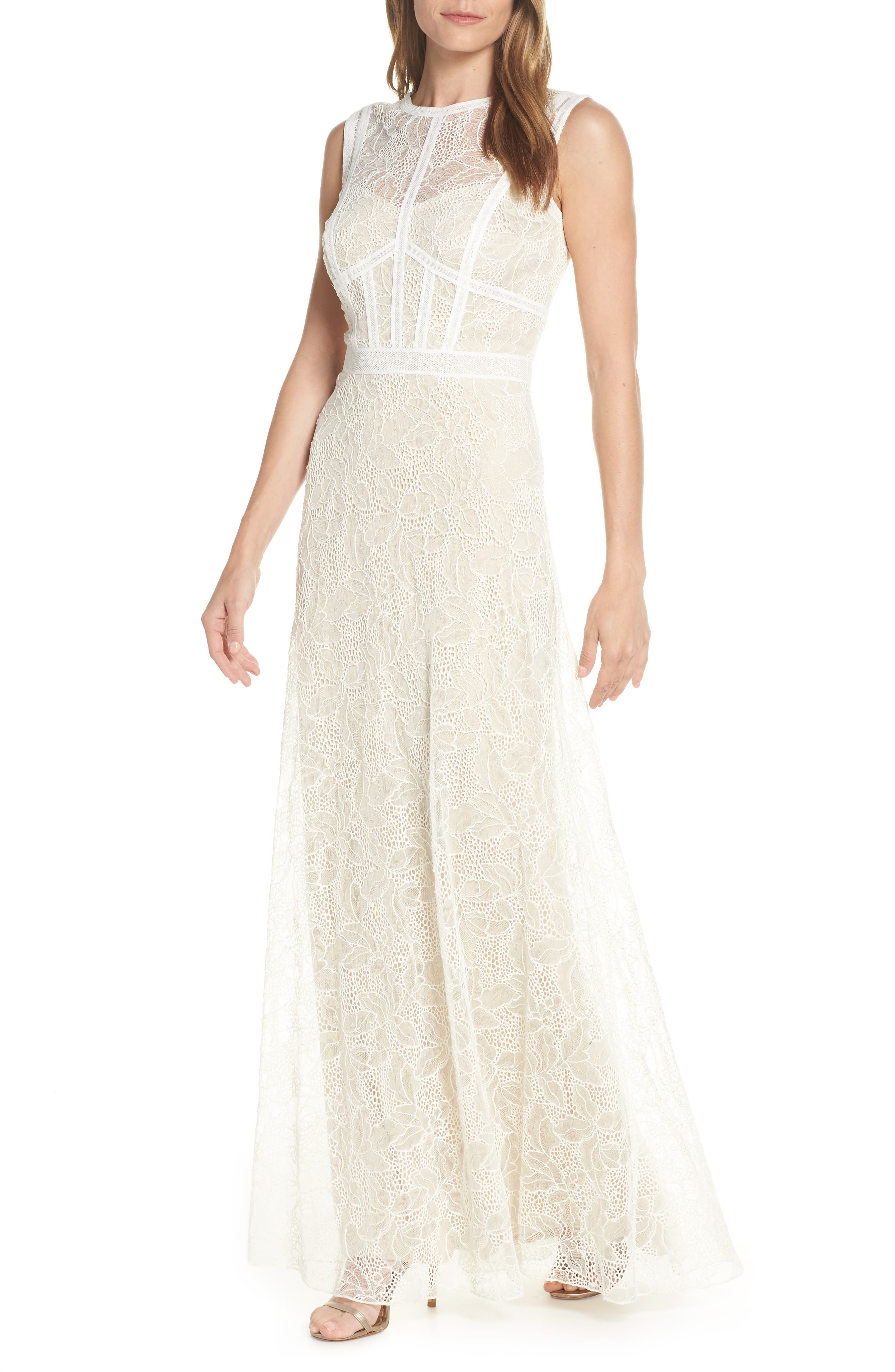 Tadashi Shoji Lace Evening Dress, Ivory