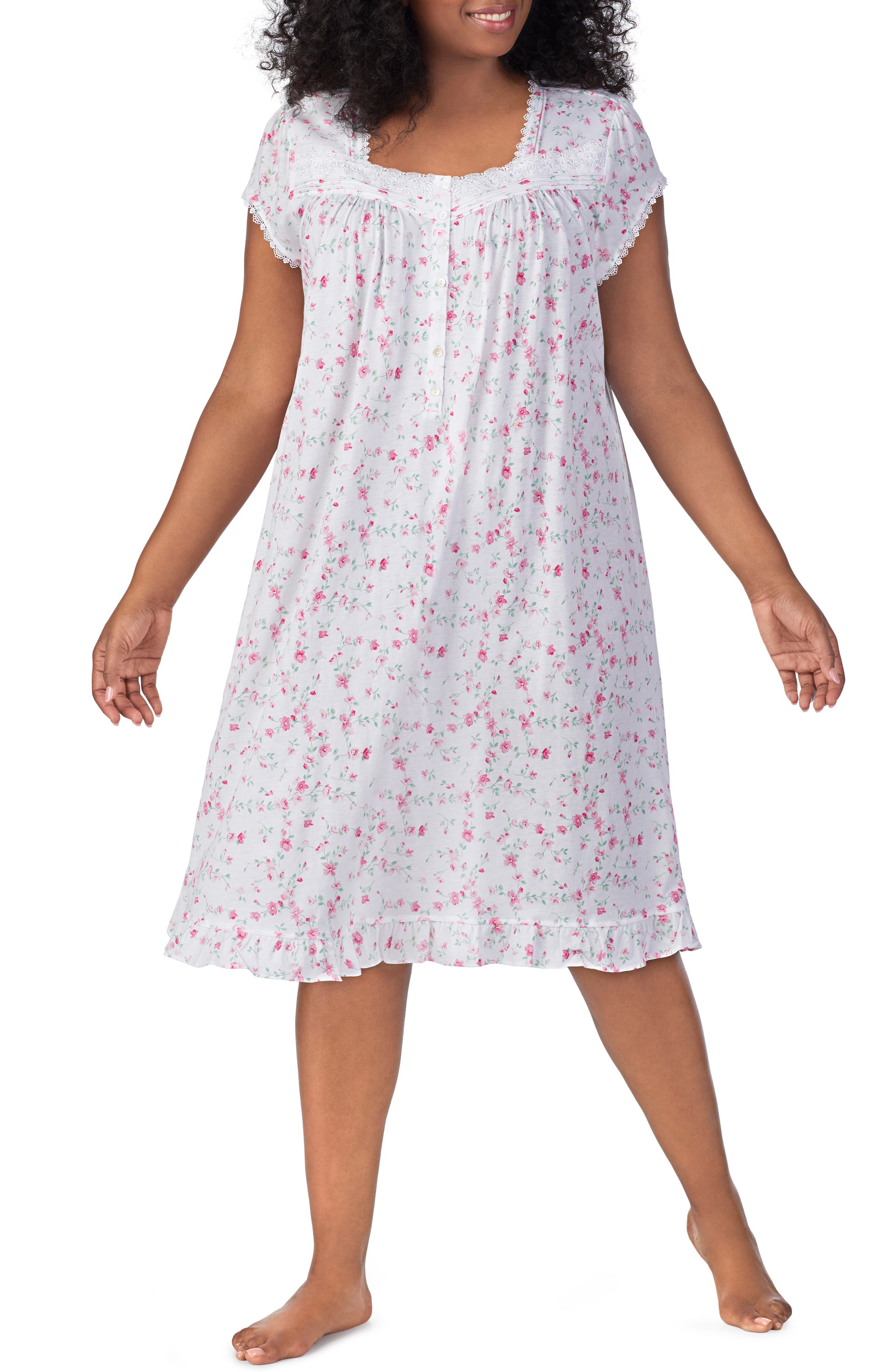 Plus Size Eileen West Waltz Nightgown, White