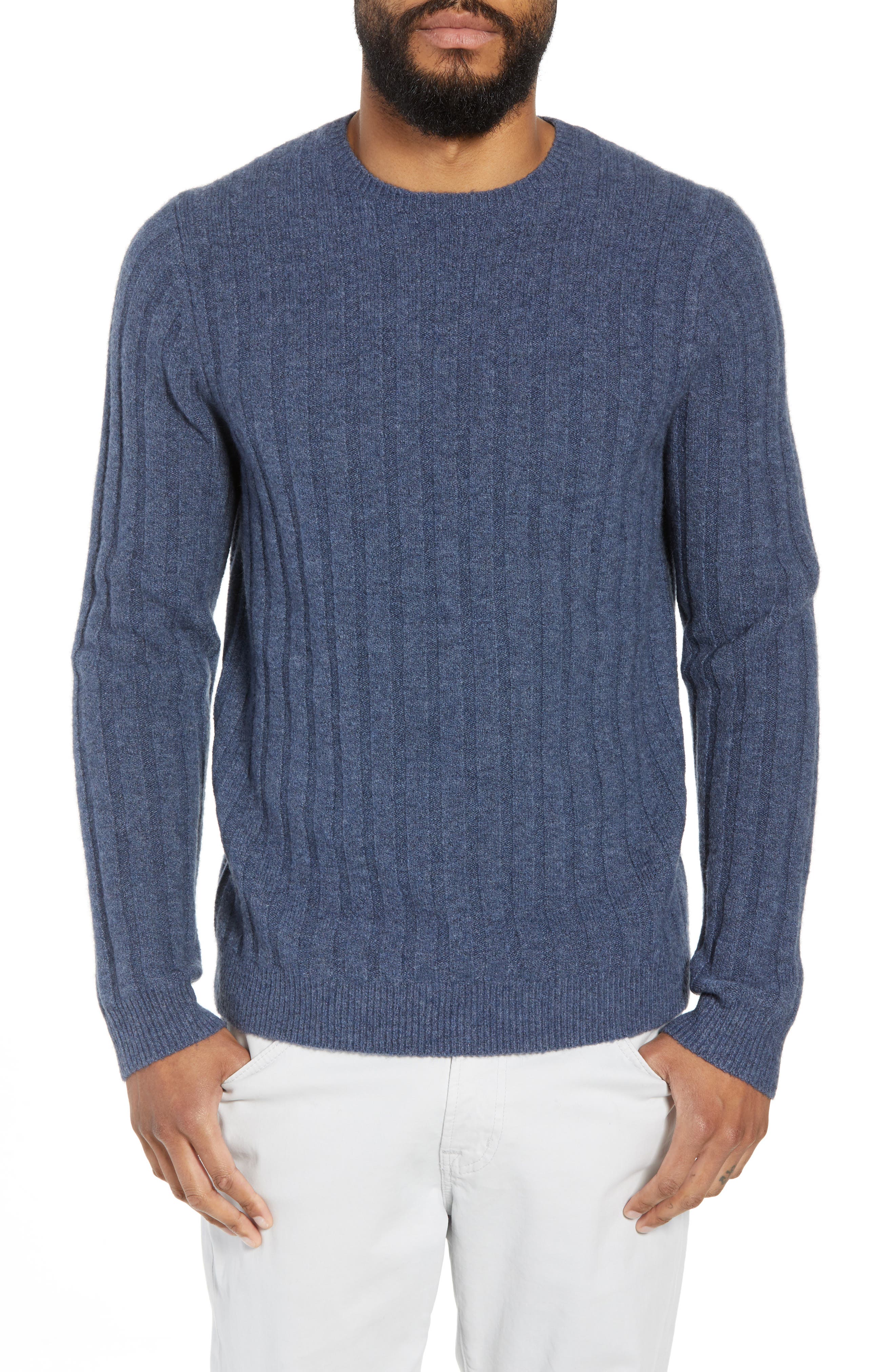 Calibrate Rib Crewneck Sweater, Blue