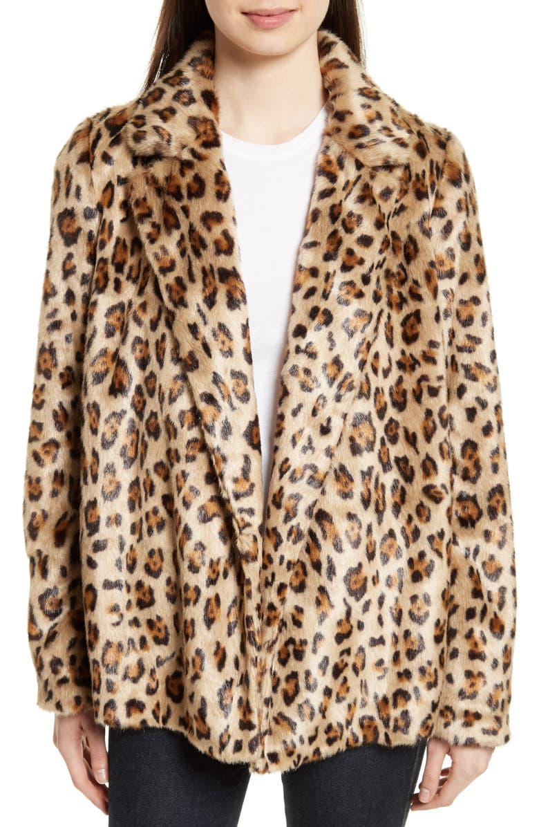 Theory Clairene Leopard Print Faux Fur Coat | Nordstrom