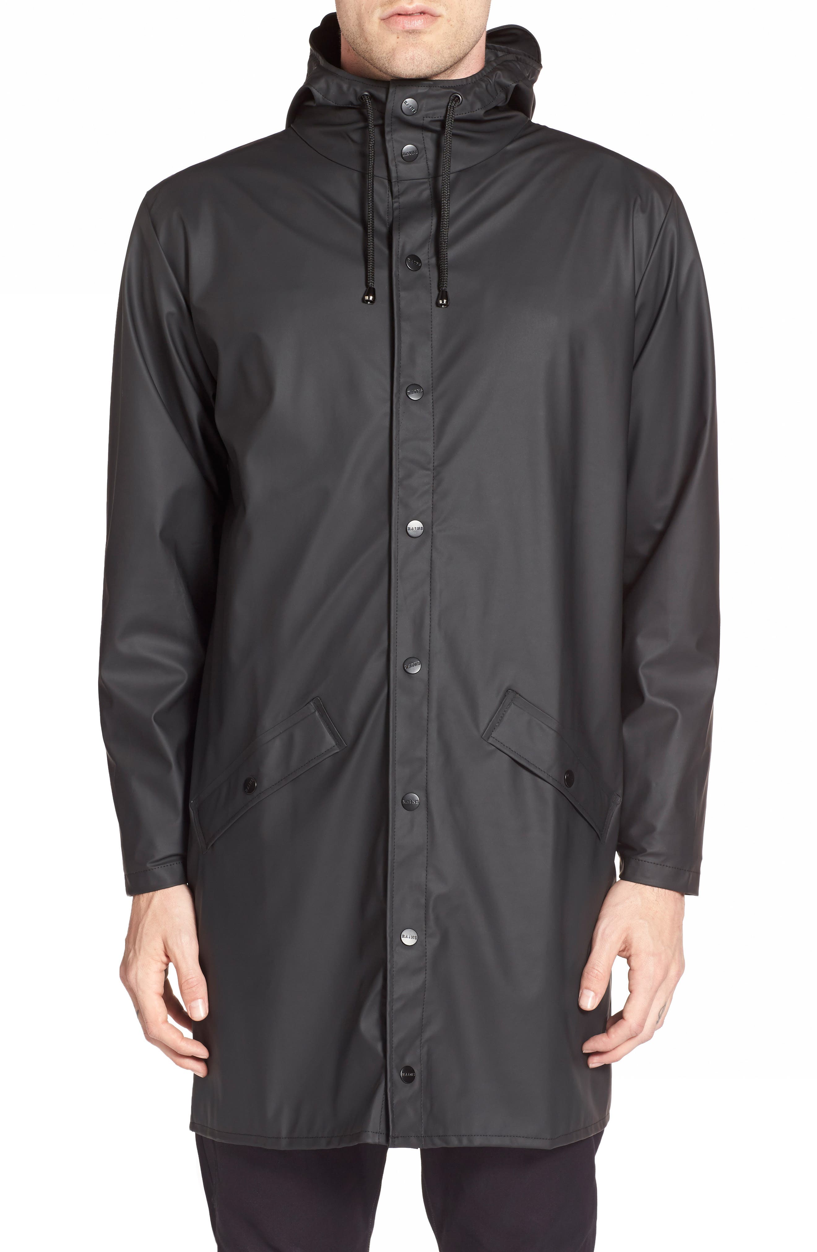 Rains Waterproof Hooded Long Rain Jacket