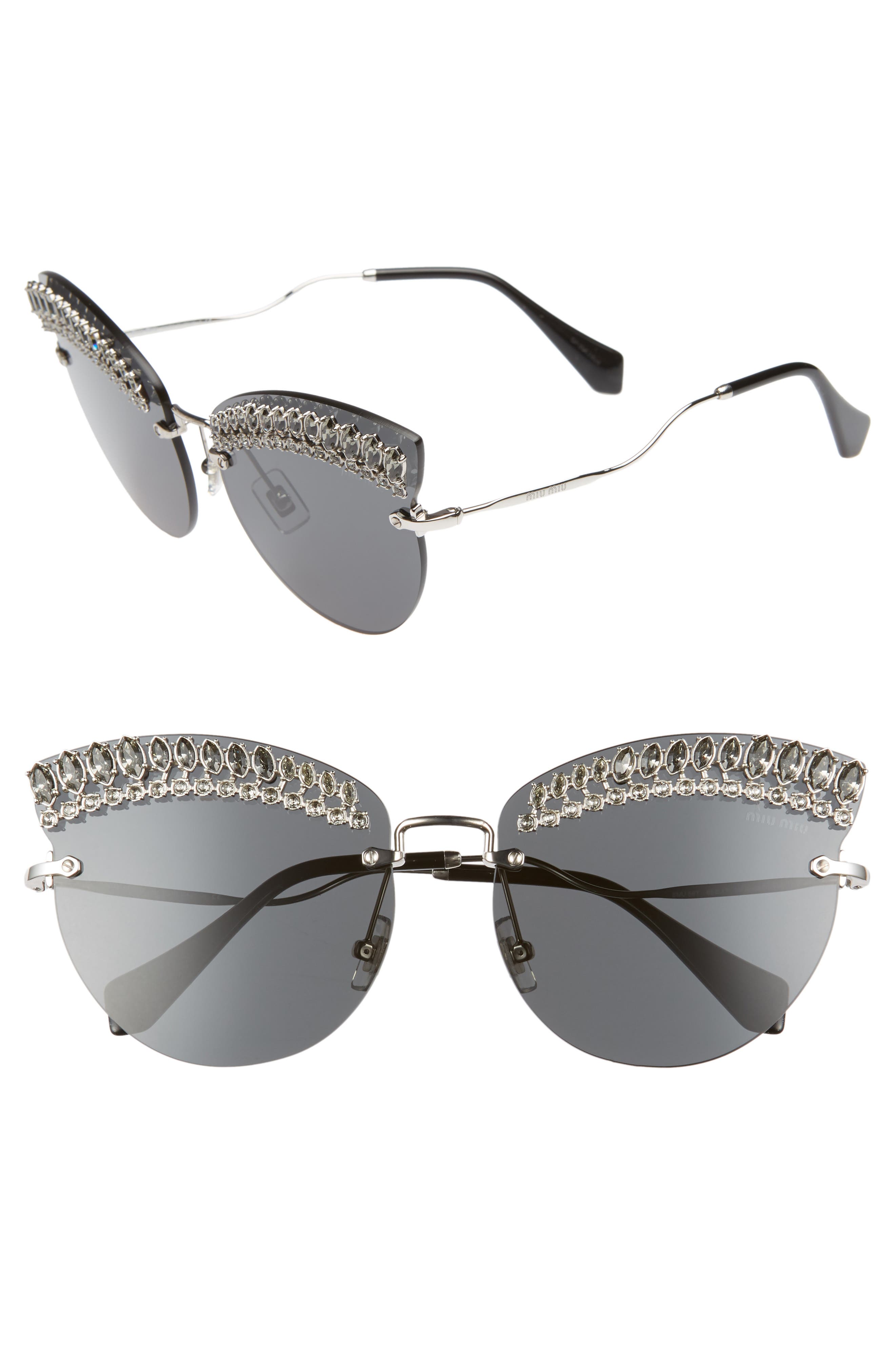 EAN 8053672907674 product image for Women's Miu Miu Scenique Evolution 65Mm Oversize Rimless Cat Eye Sunglasses - Si | upcitemdb.com