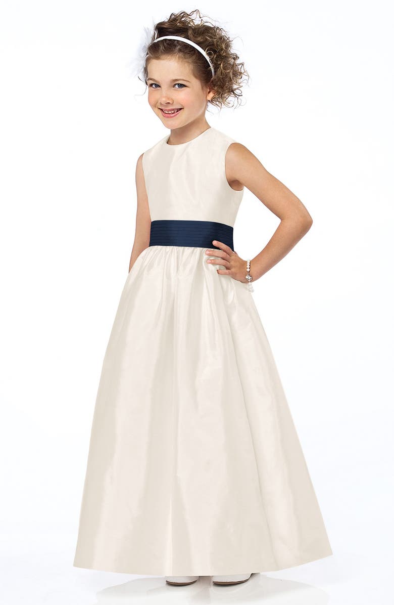 Dessy Collection Sash Detail Sleeveless Dupioni Flower Dress Dessy Collection Sash Detail Sleeveless Dupioni Flower Dress Main Color 900
