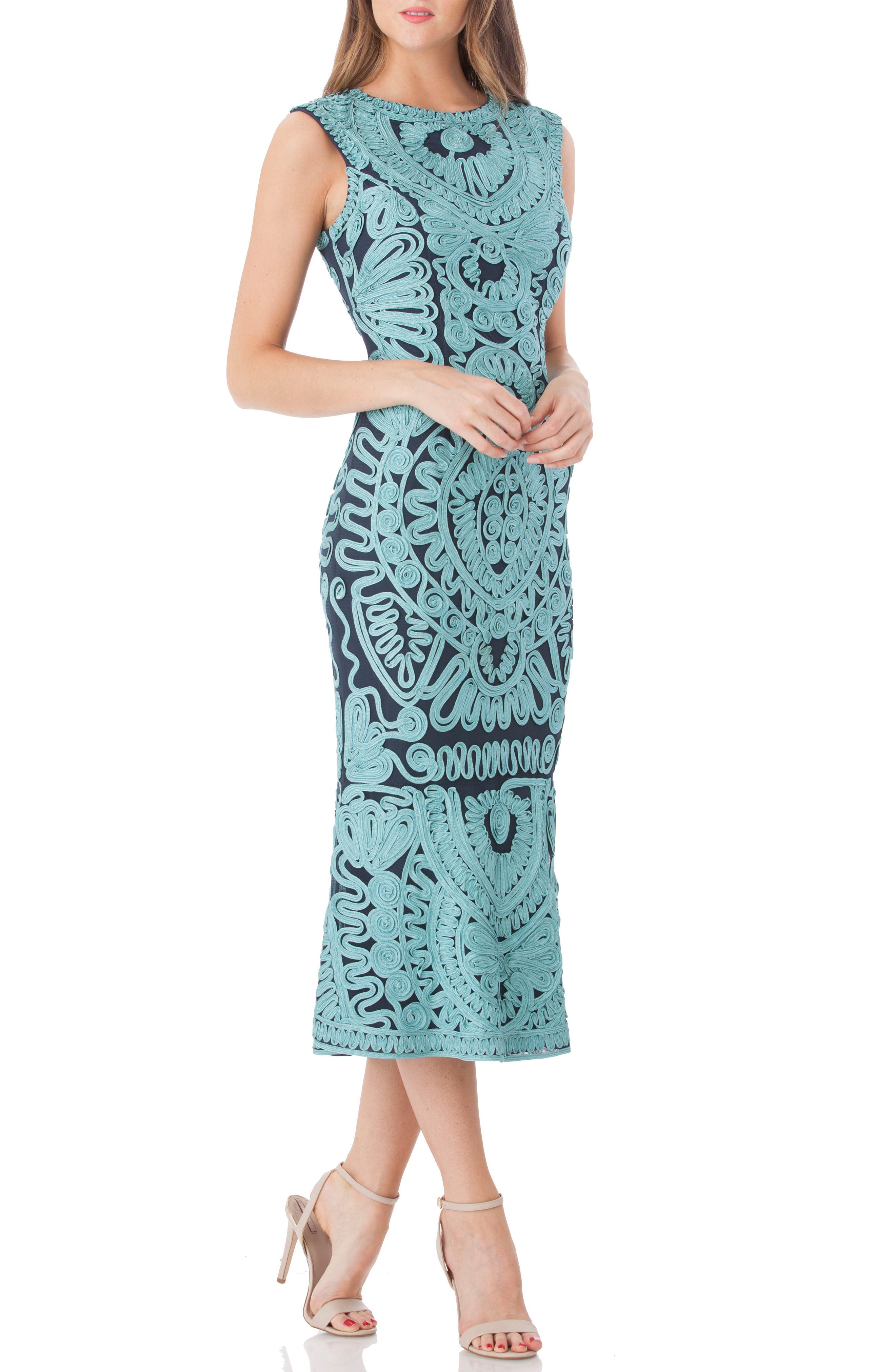 Js Collections Soutache Mesh Dress, Green
