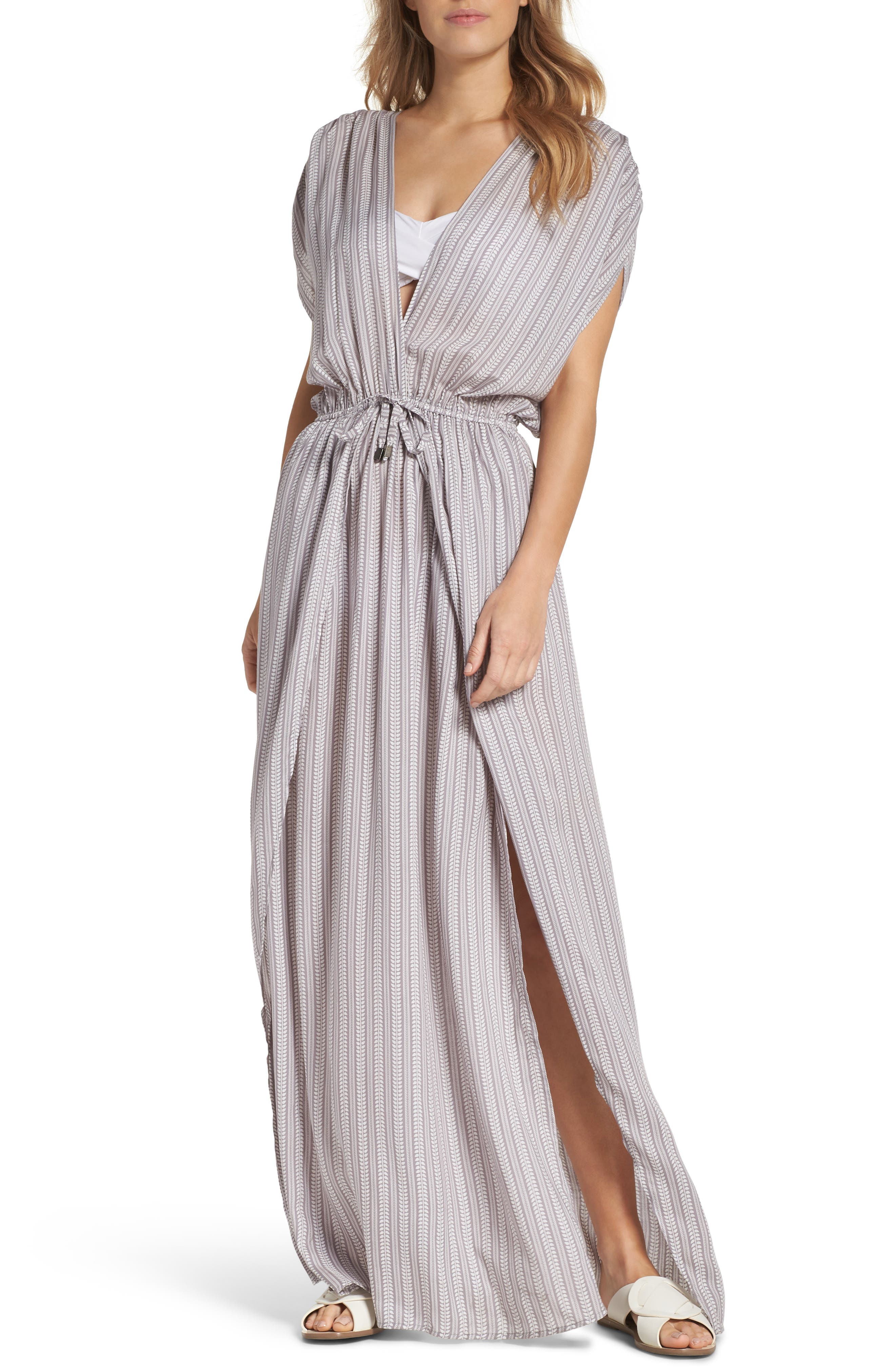 Elan Wrap Maxi Cover-Up Dress, Blue