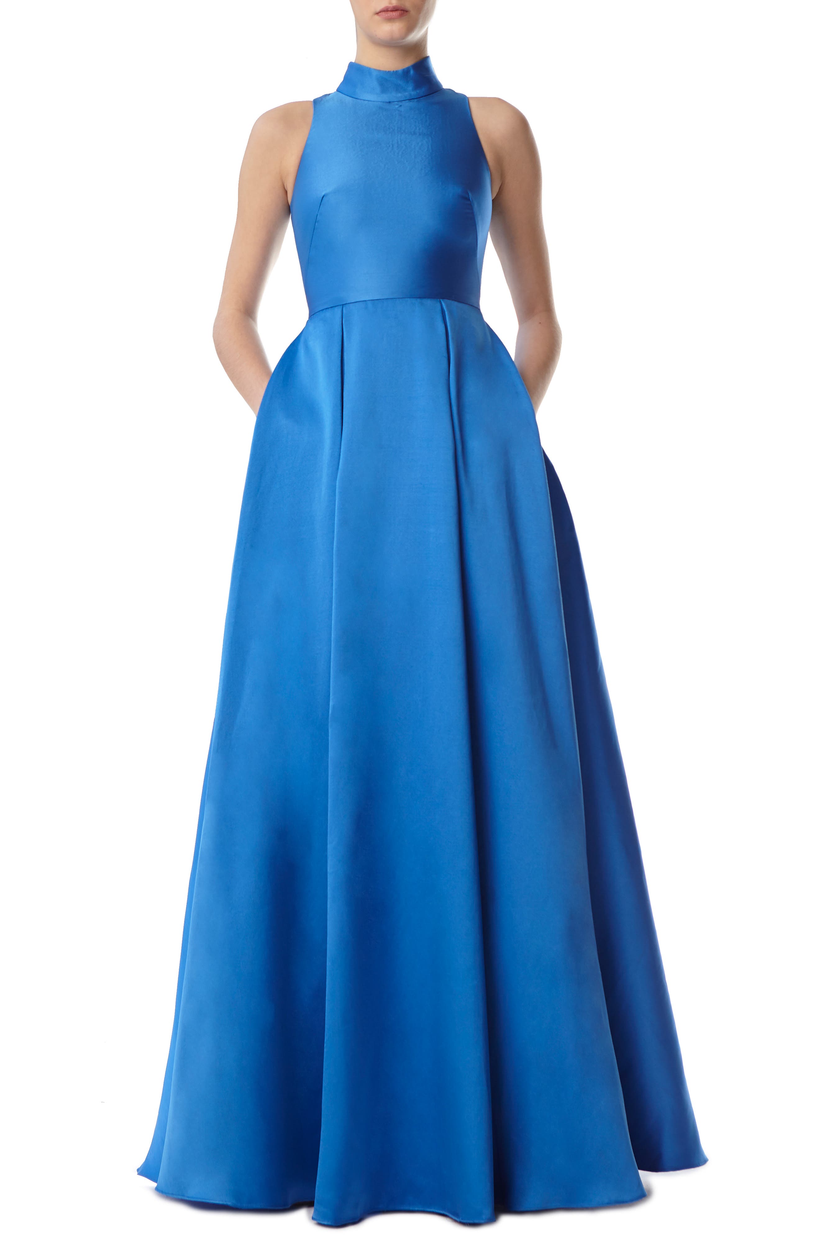 Ml Monique Lhuillier Sleeveless High Neck Ballgown