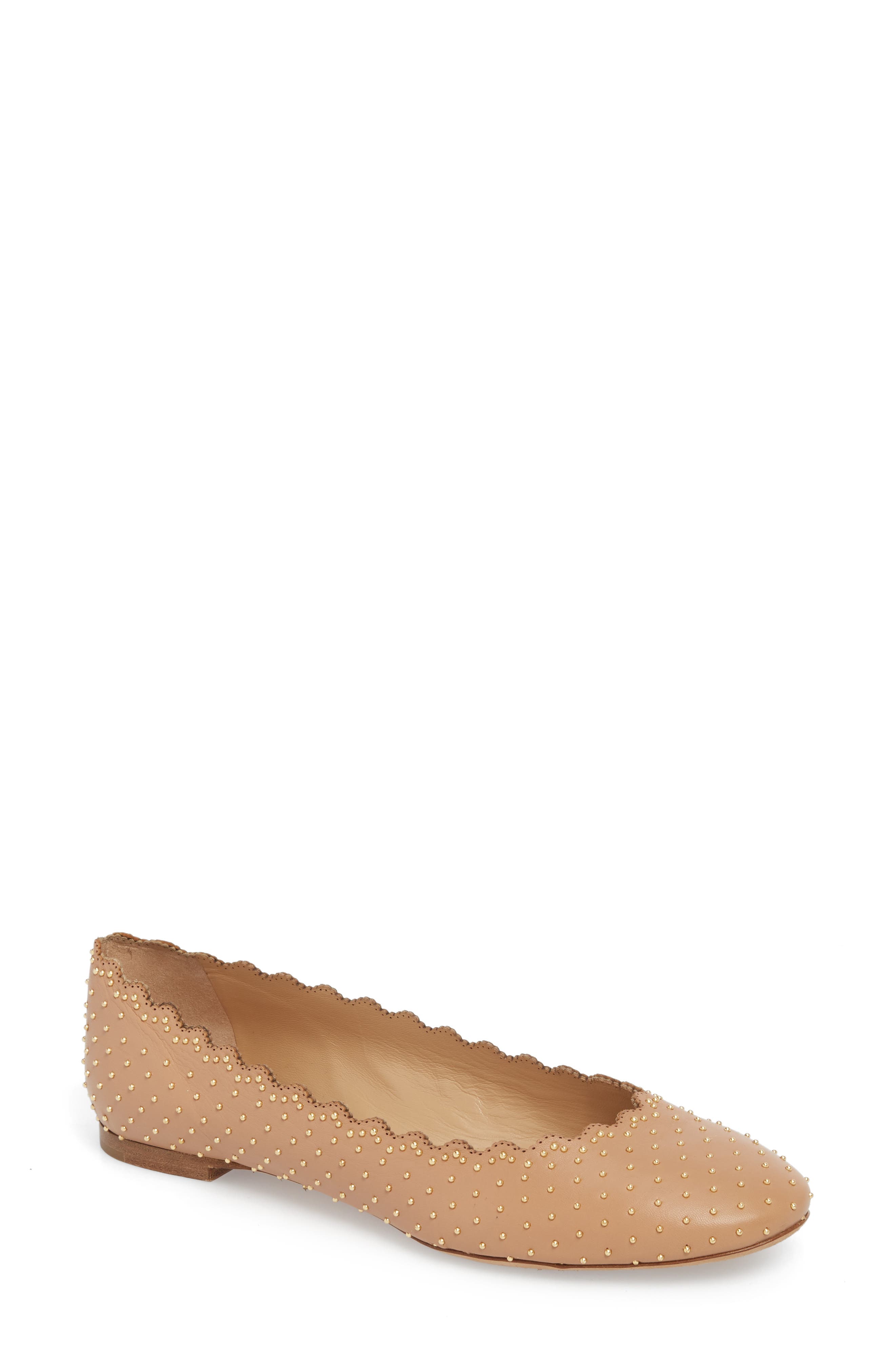 Chloe Lauren Studded Ballet Flat, Beige