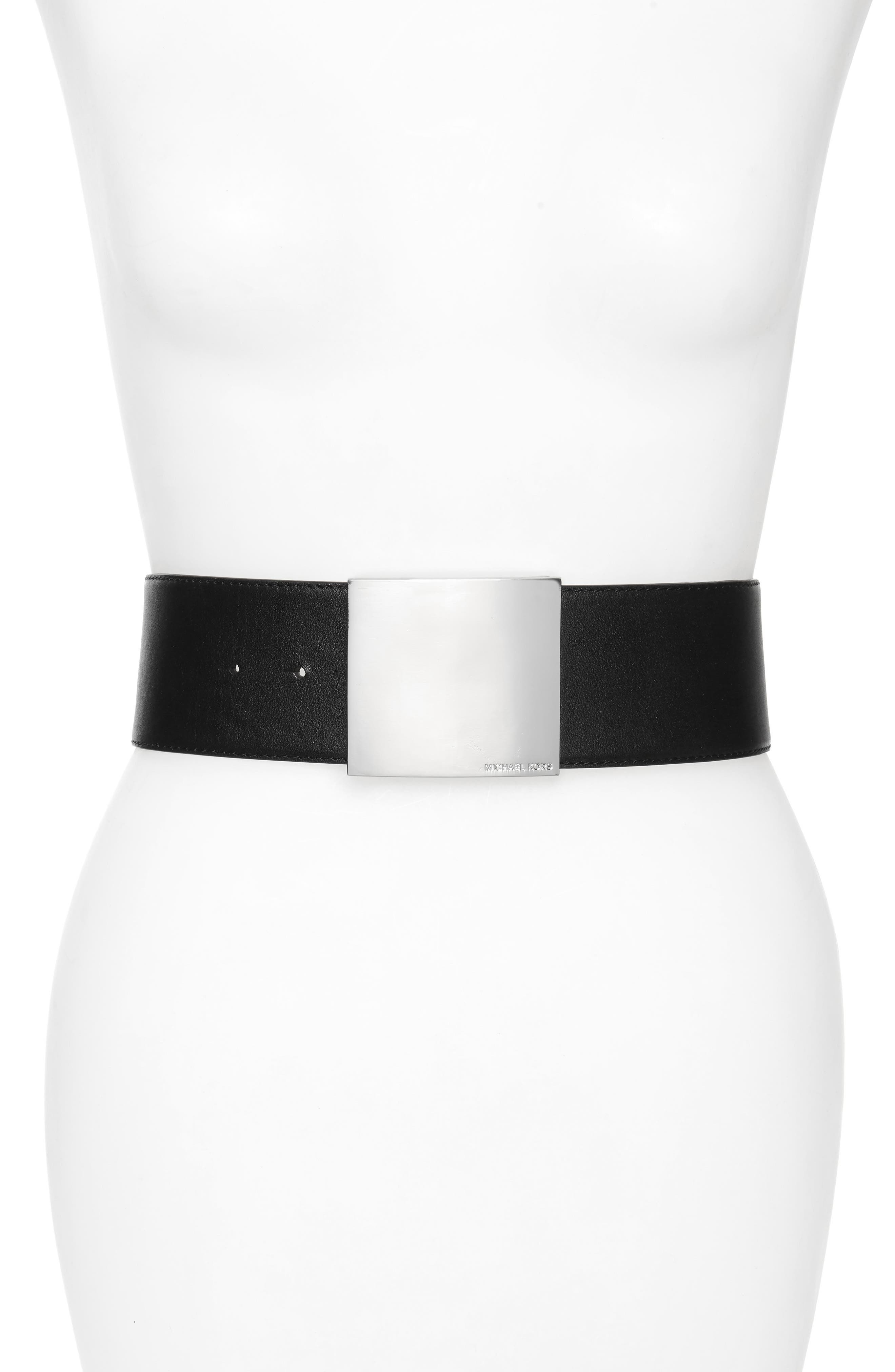 Michael Michael Kors Wide Leather Belt, Black