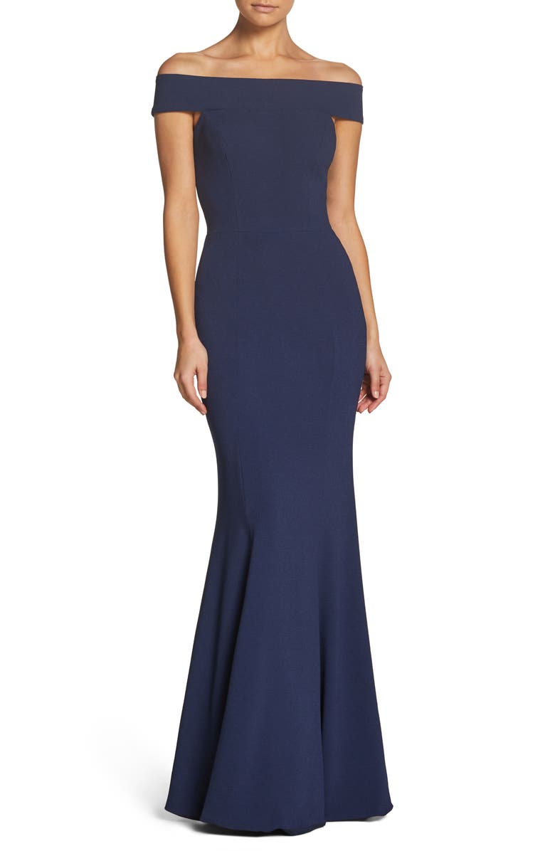 Dress The Potion Jackie Off Shoulder Crepe Trumpet Gown Jackie Off The Shoulder Crepe Trumpet Gown