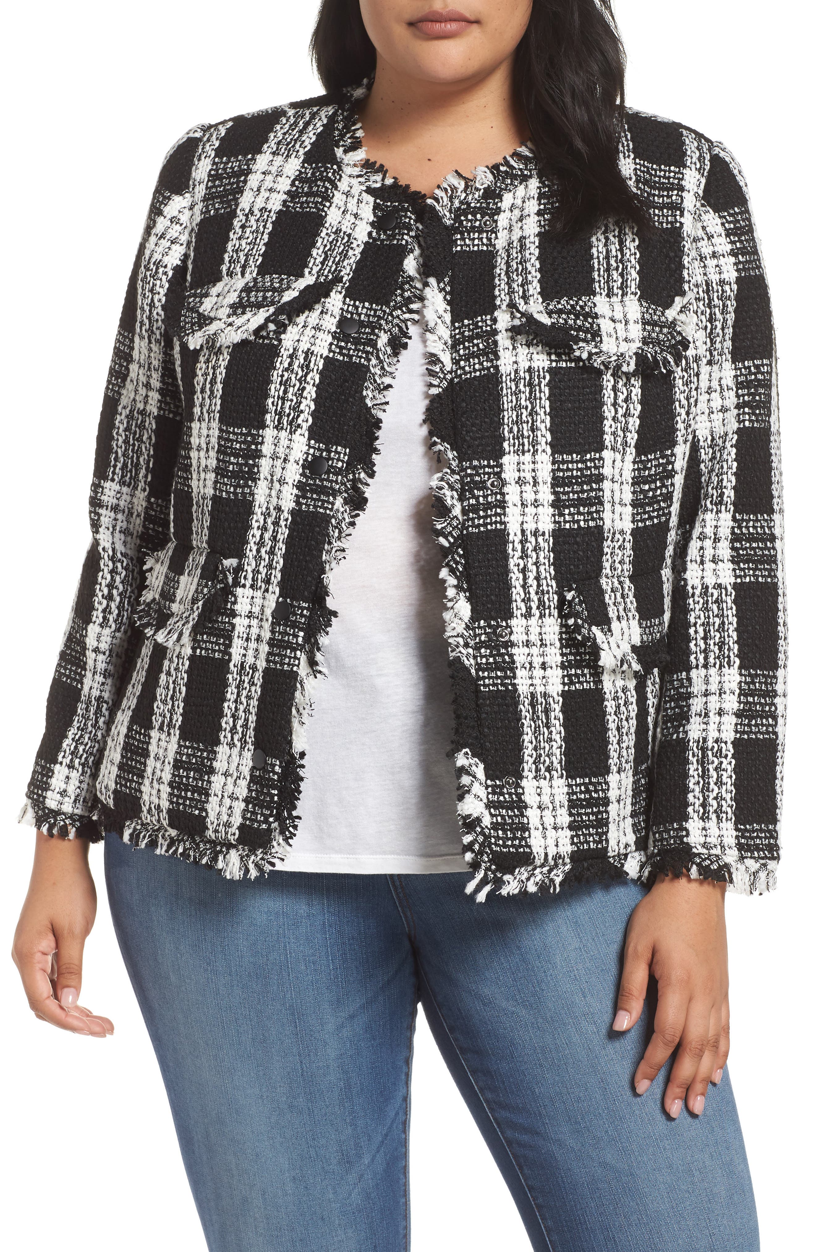 raw edge tweed jacket