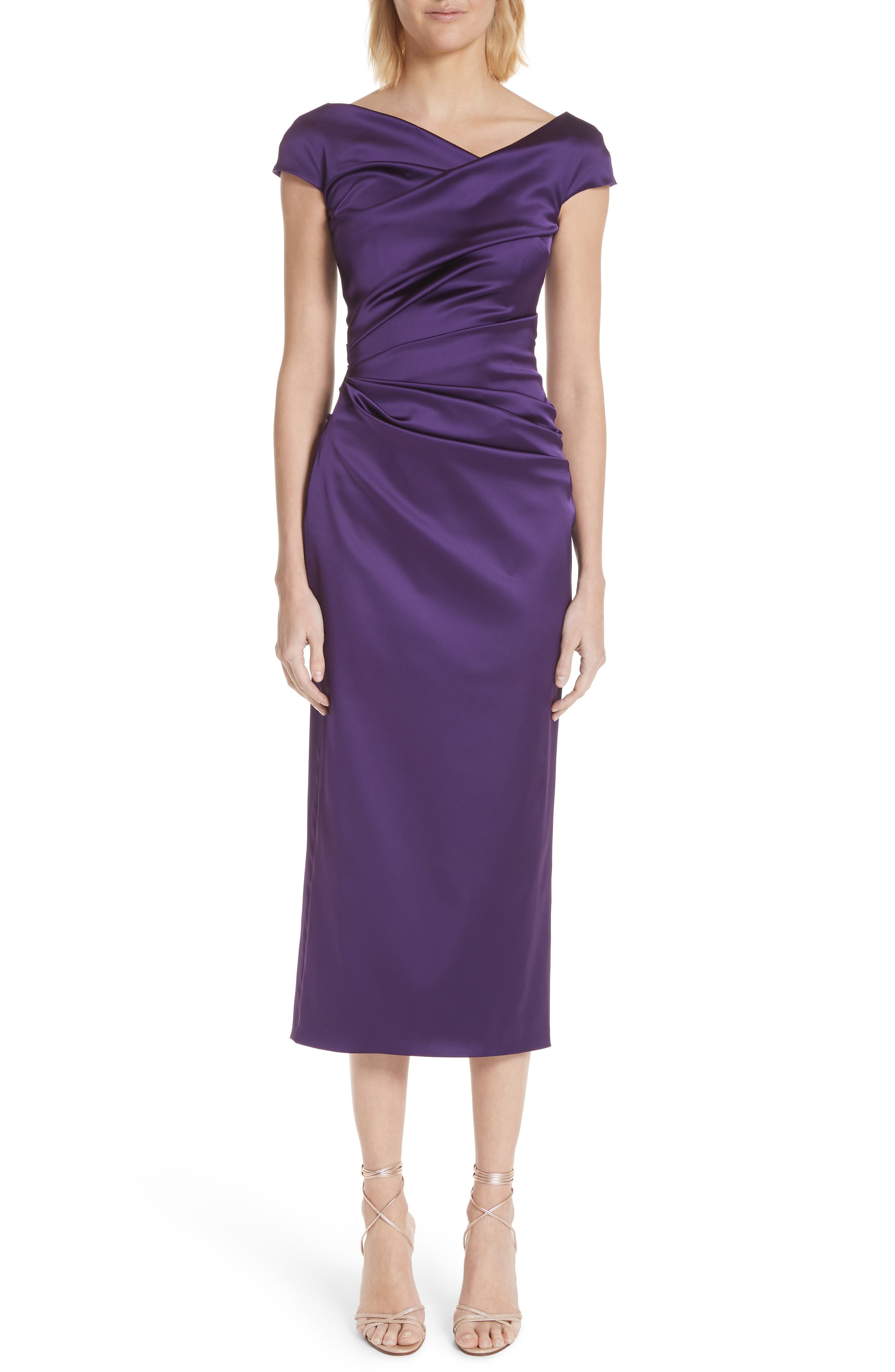Talbot Runhof Stretch Duchess Satin Dress, Purple