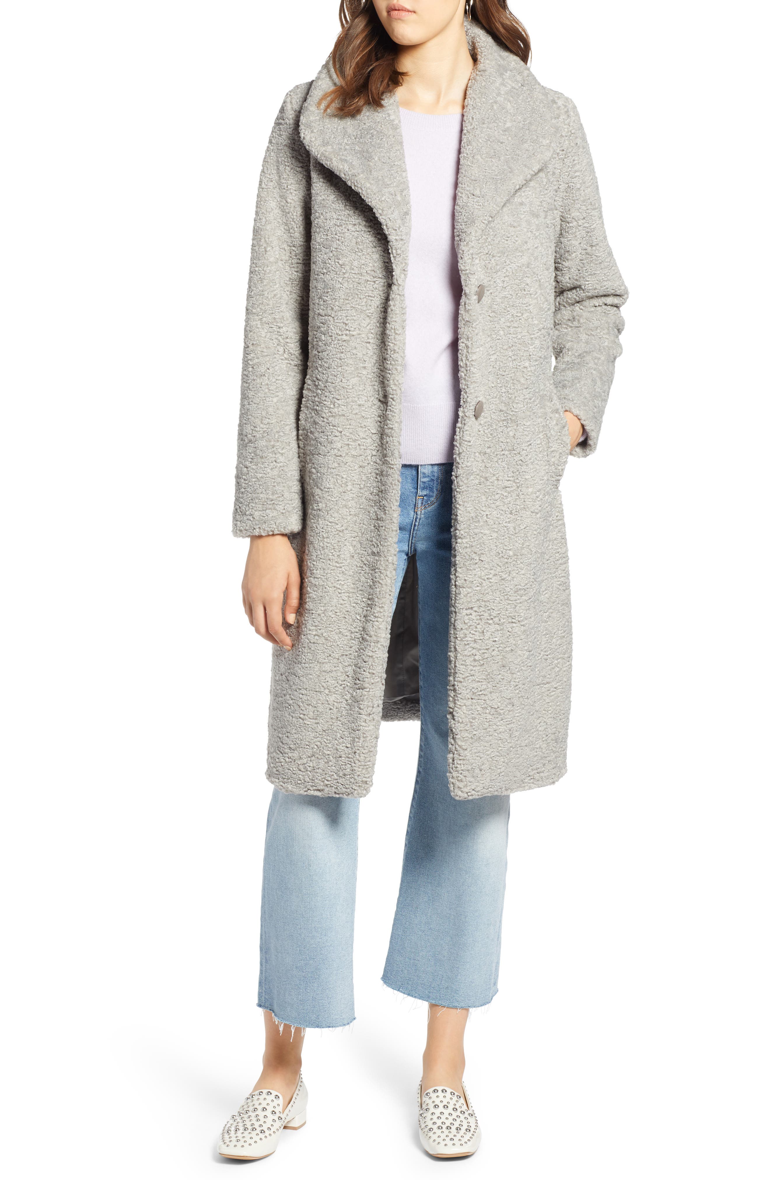 Halogen Faux Fur Coat, Grey