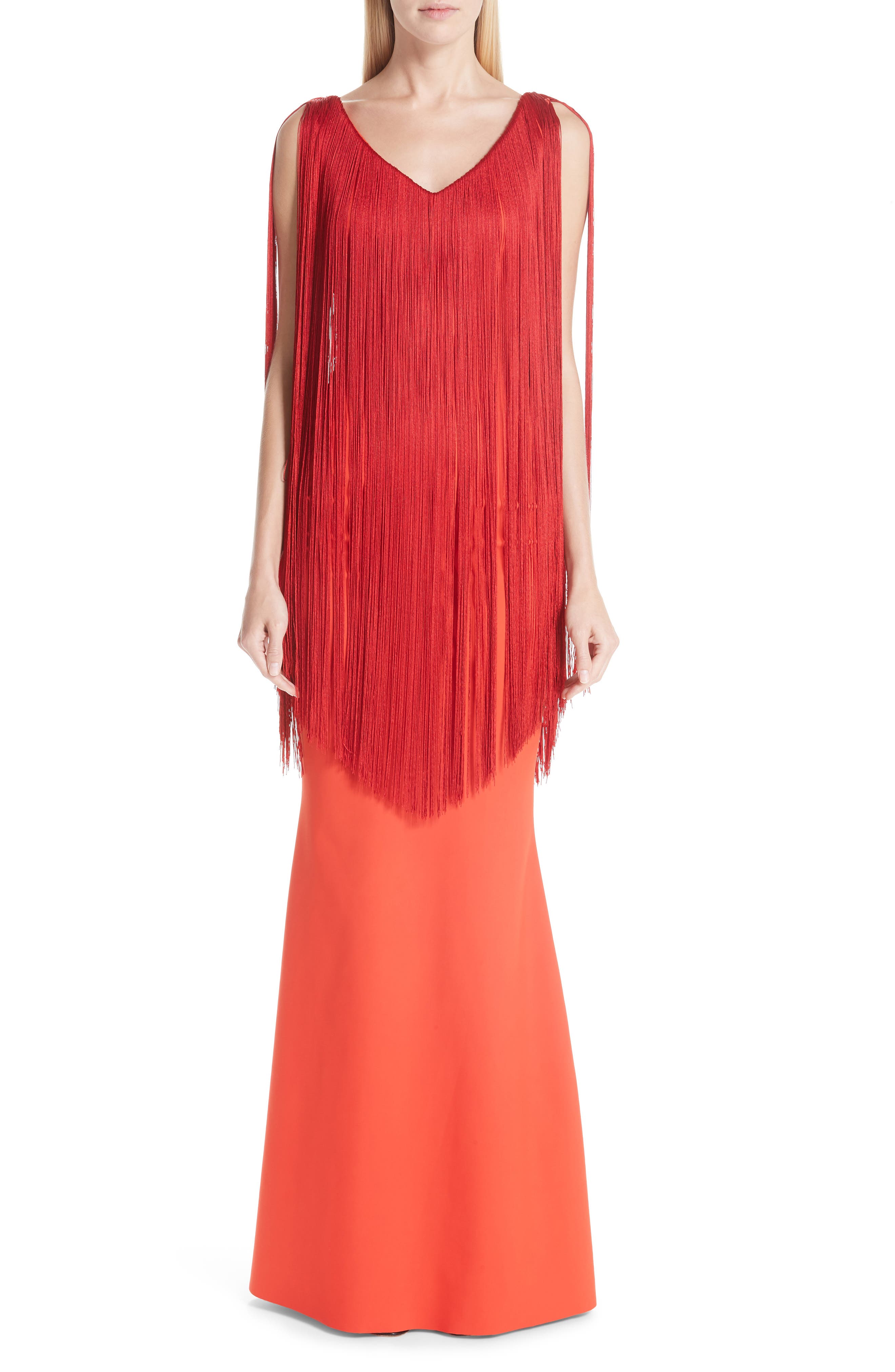 Chiara Boni La Petite Robe Tammy Fringe Evening Dress, 8 IT - Red