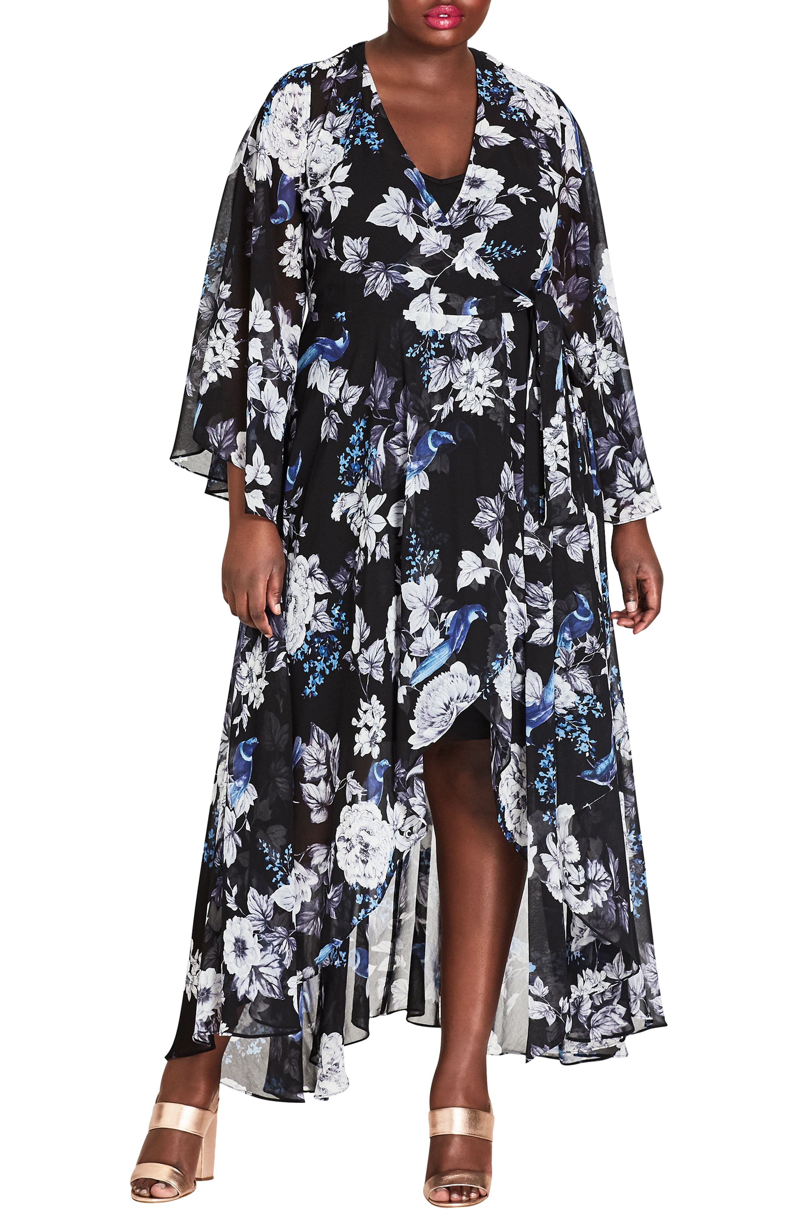 Plus Size City Chic Blackbird Maxi Dress