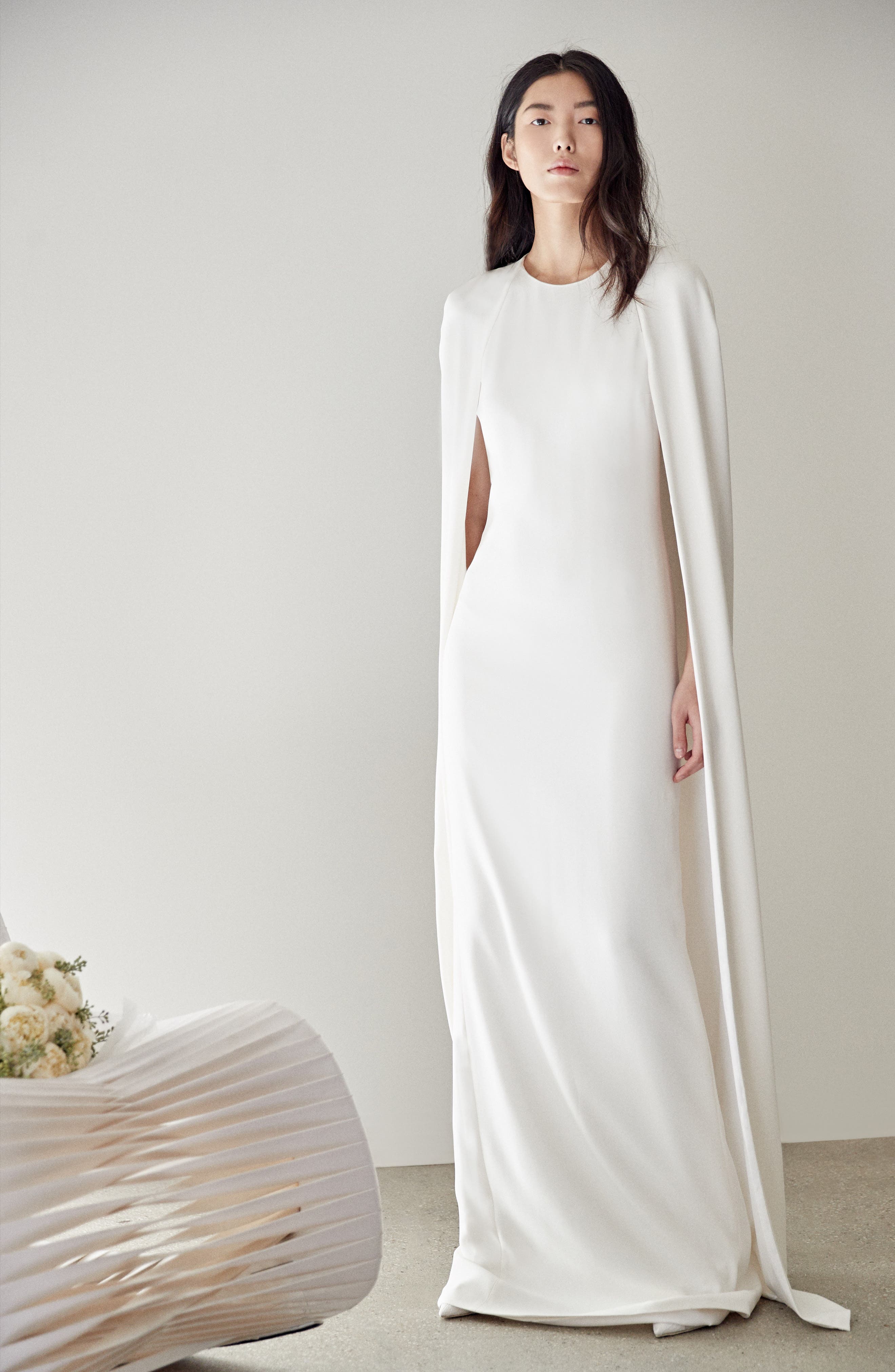 Stella Mccartney F18 Violet Cape Wedding Dress, 48 IT - White