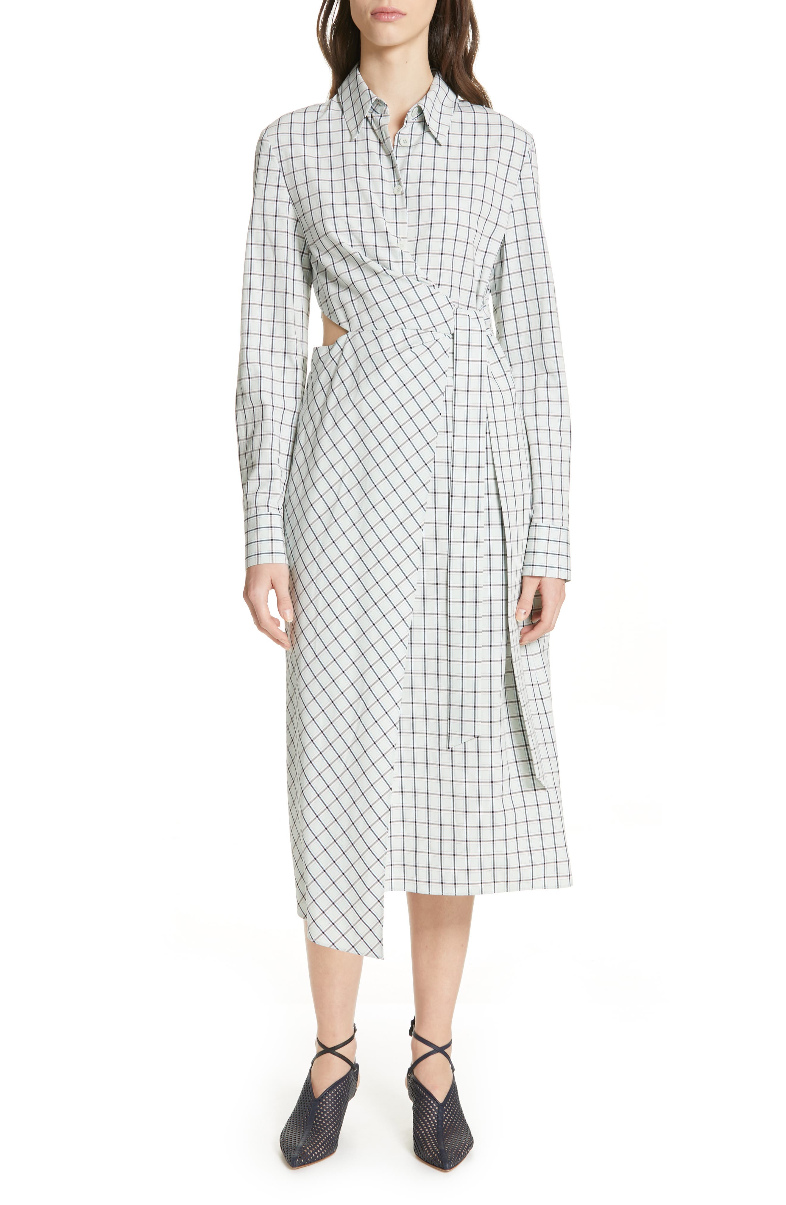 checked wrap dress