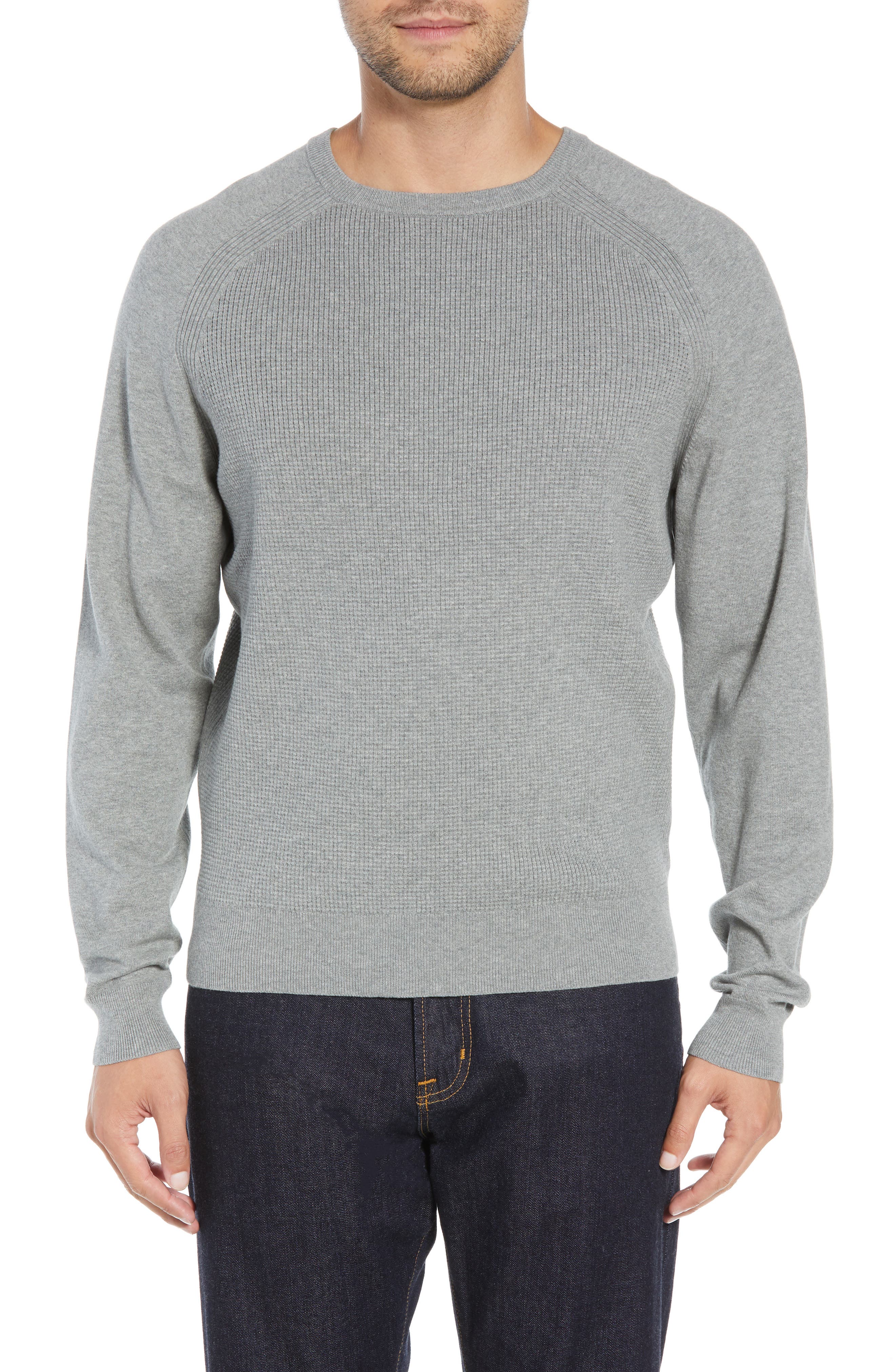 Big & Tall Cutter & Buck Lakemon Mix Crewneck Sweater, Grey