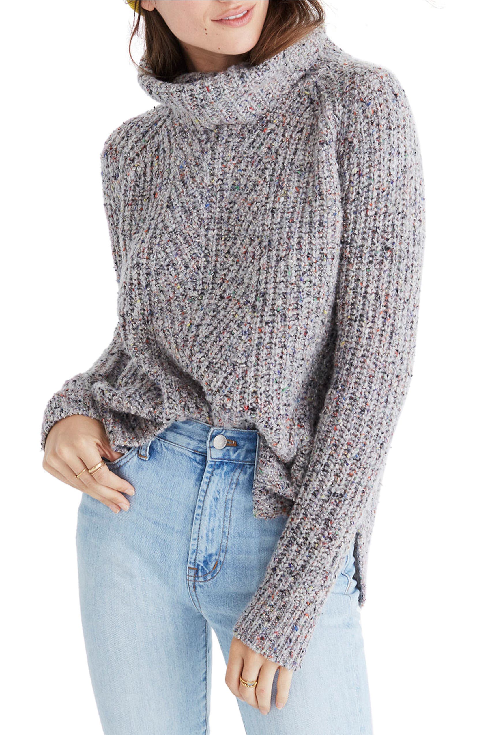 Colorfleck Ribbed Turtleneck Sweater