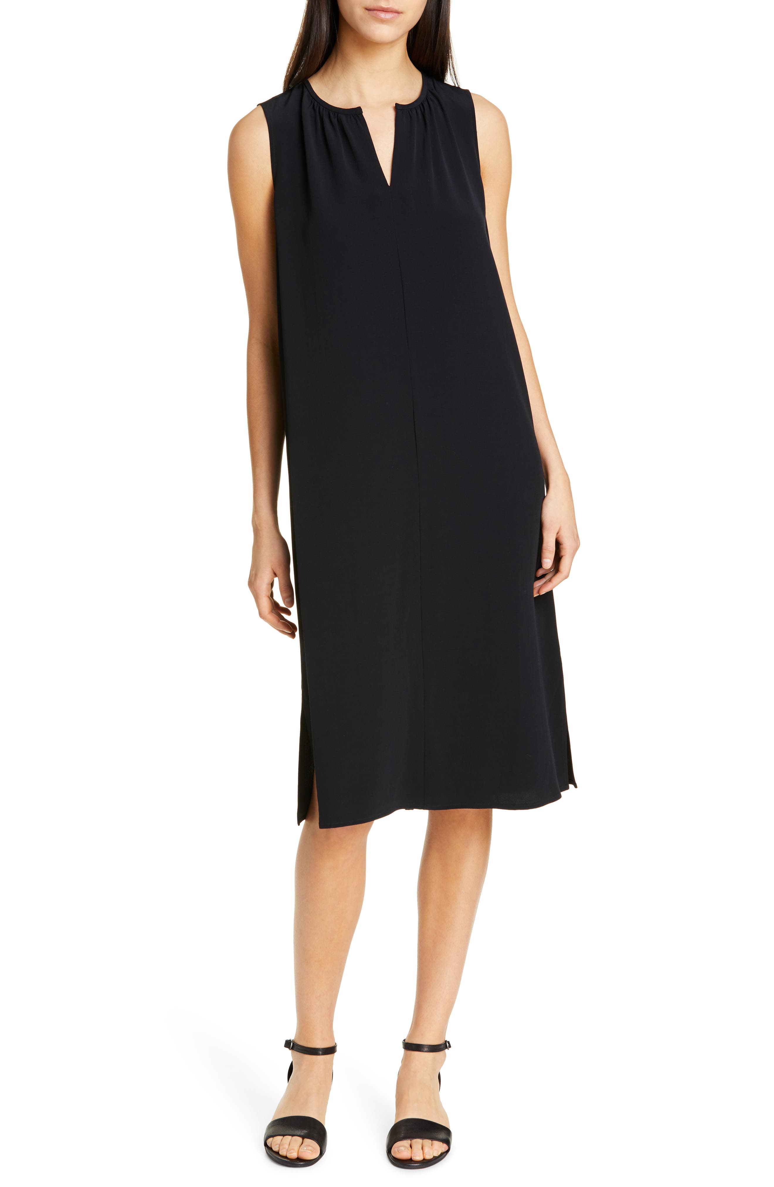 Eileen Fisher Silk Shift Dress, Black