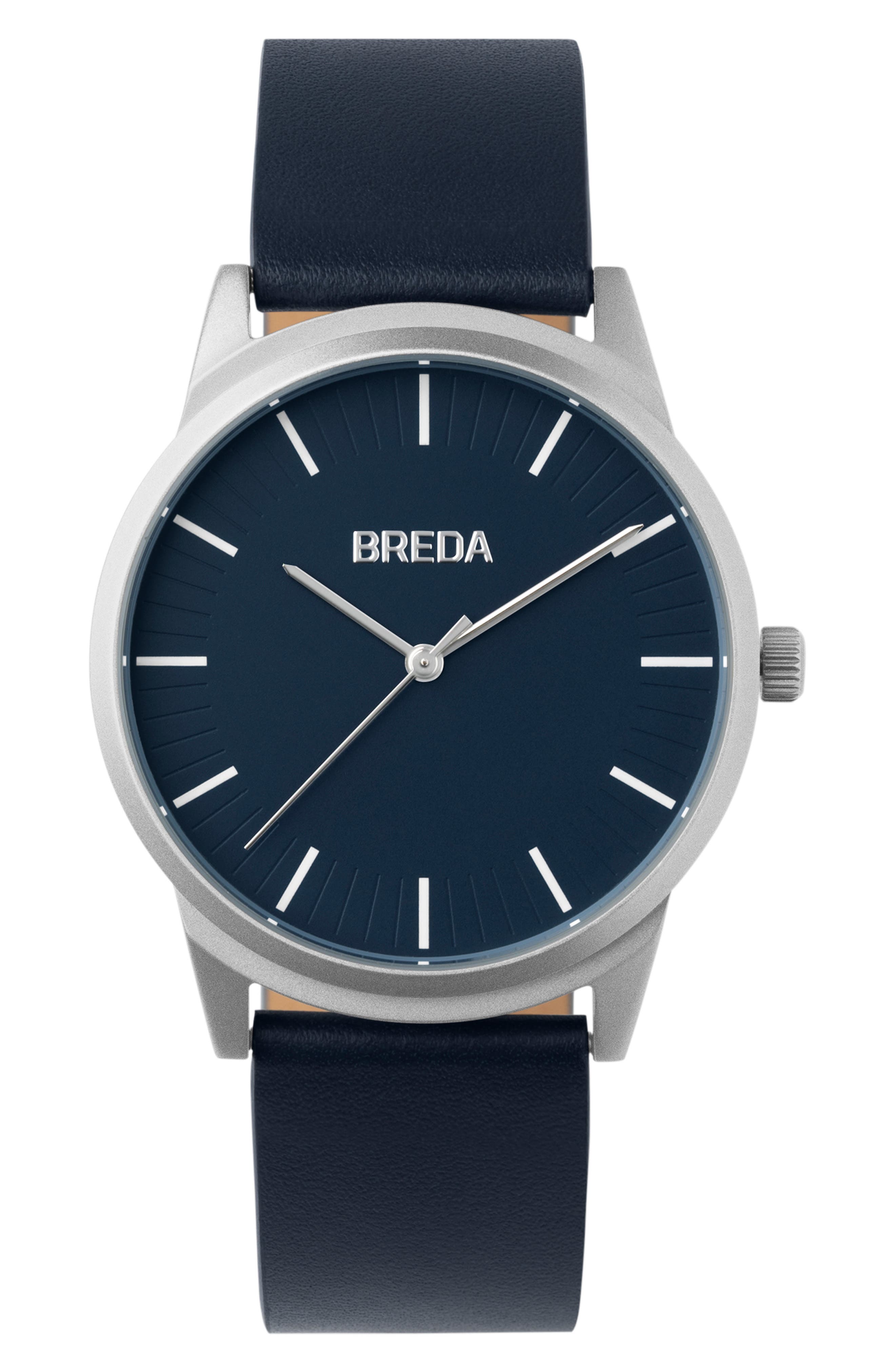 Breda Bresson Leather Strap Watch,