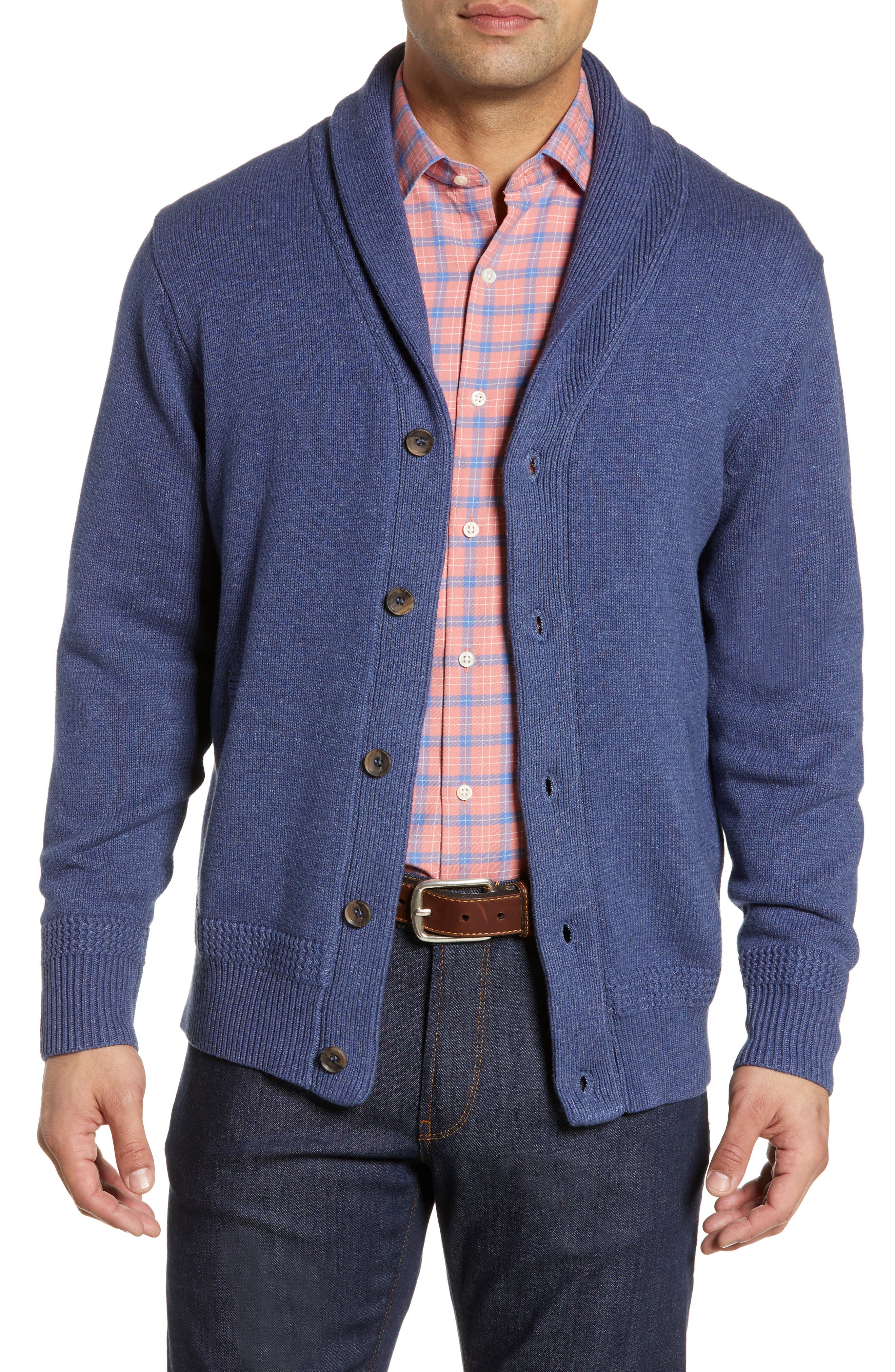 Peter Millar Seaside Shawl Collar Cardigan, Blue