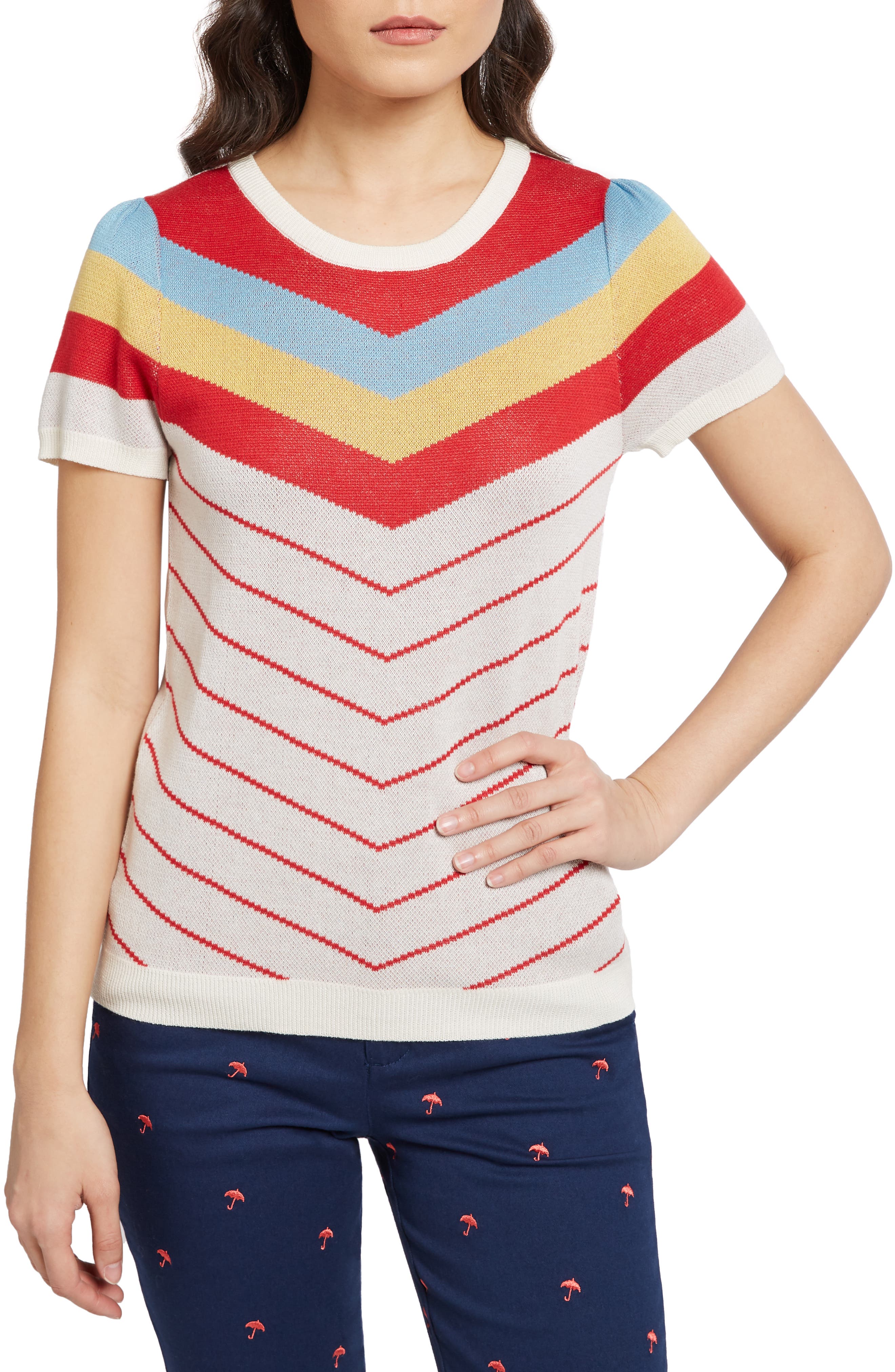 Plus Size Modcloth Vintage Stripe Sweater, Ivory
