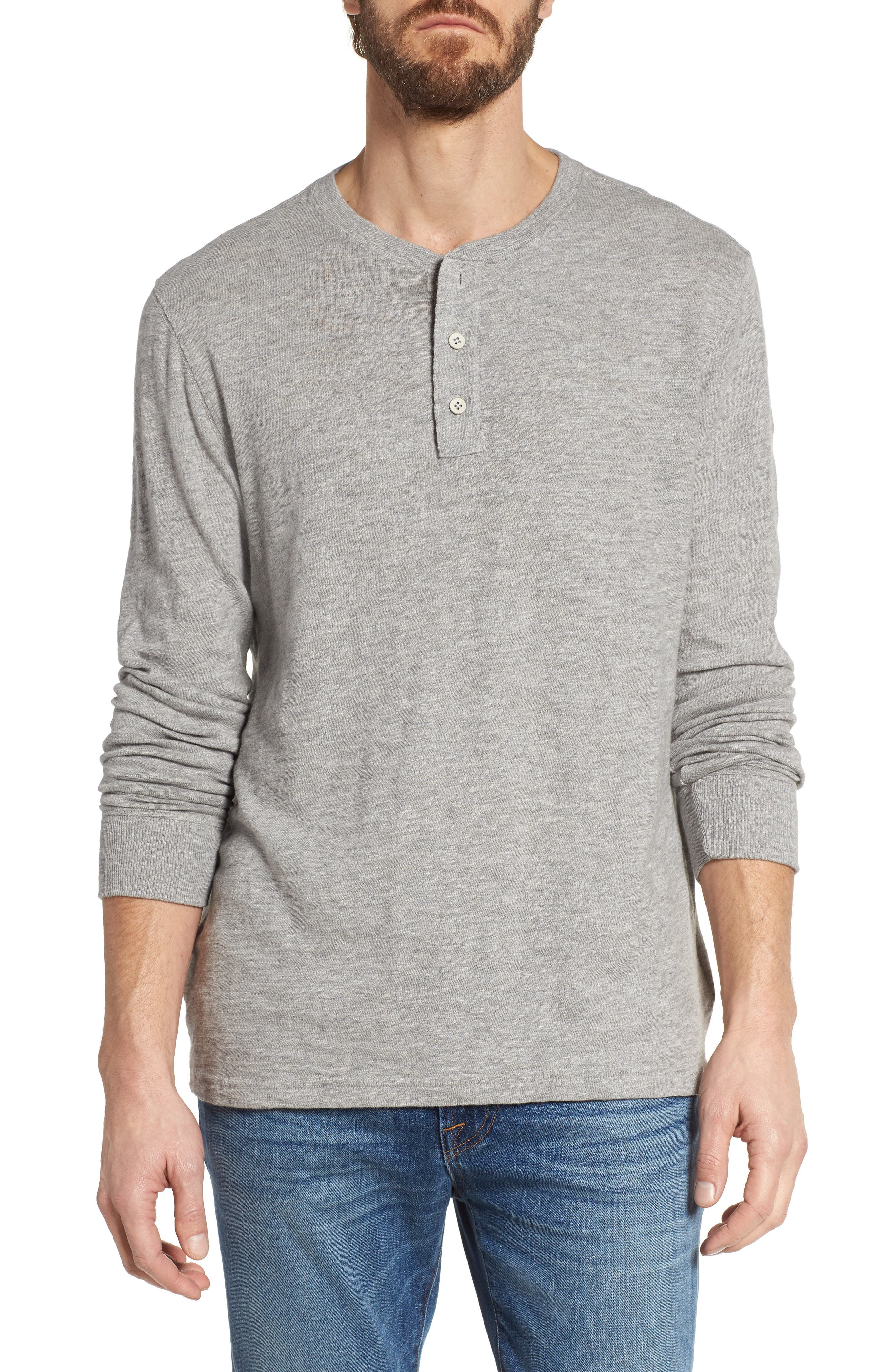 Faherty Slub Cotton Henley, Grey
