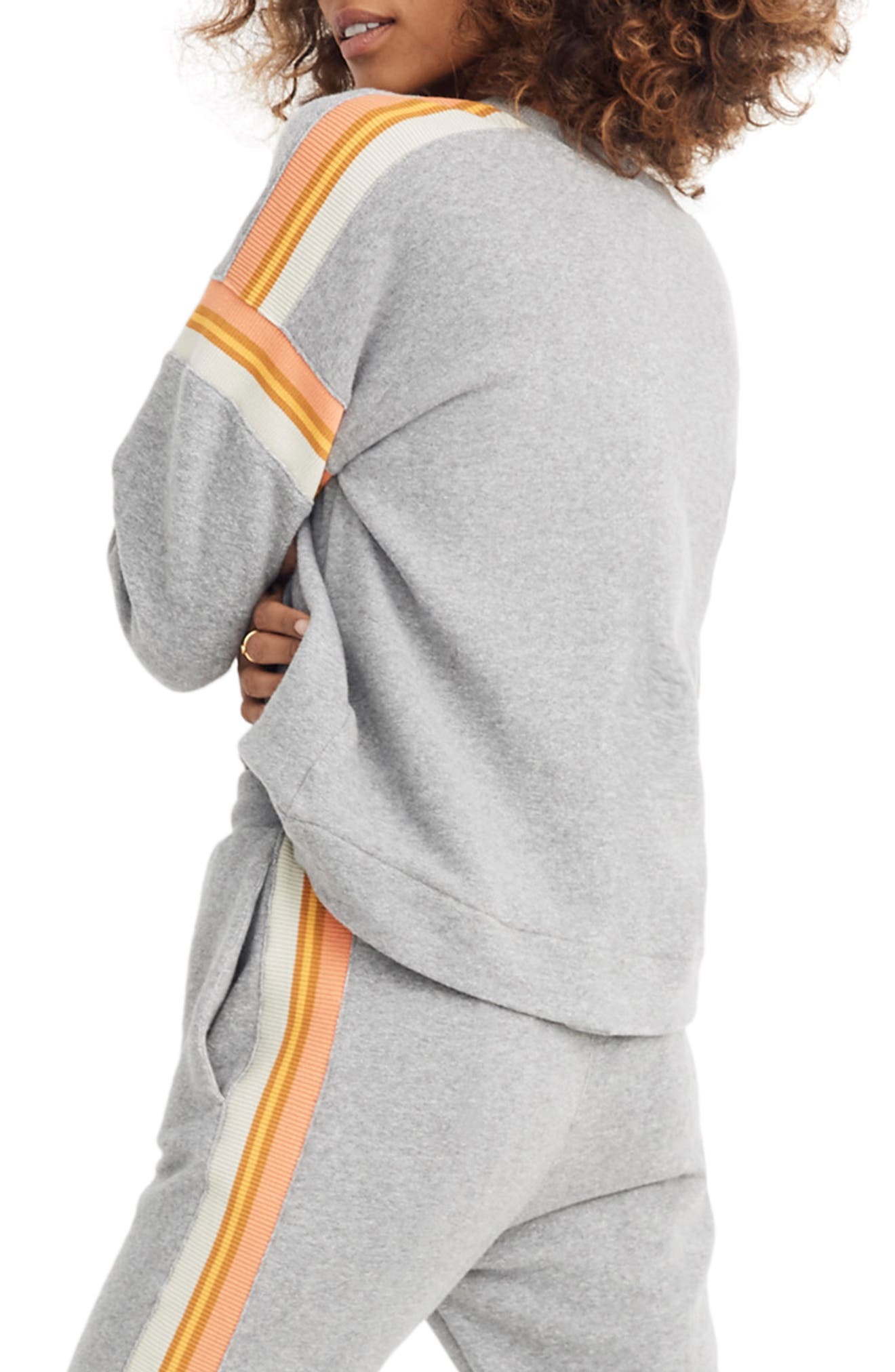 Madewell Stripe Inset Varsity Sweatshirt, Grey