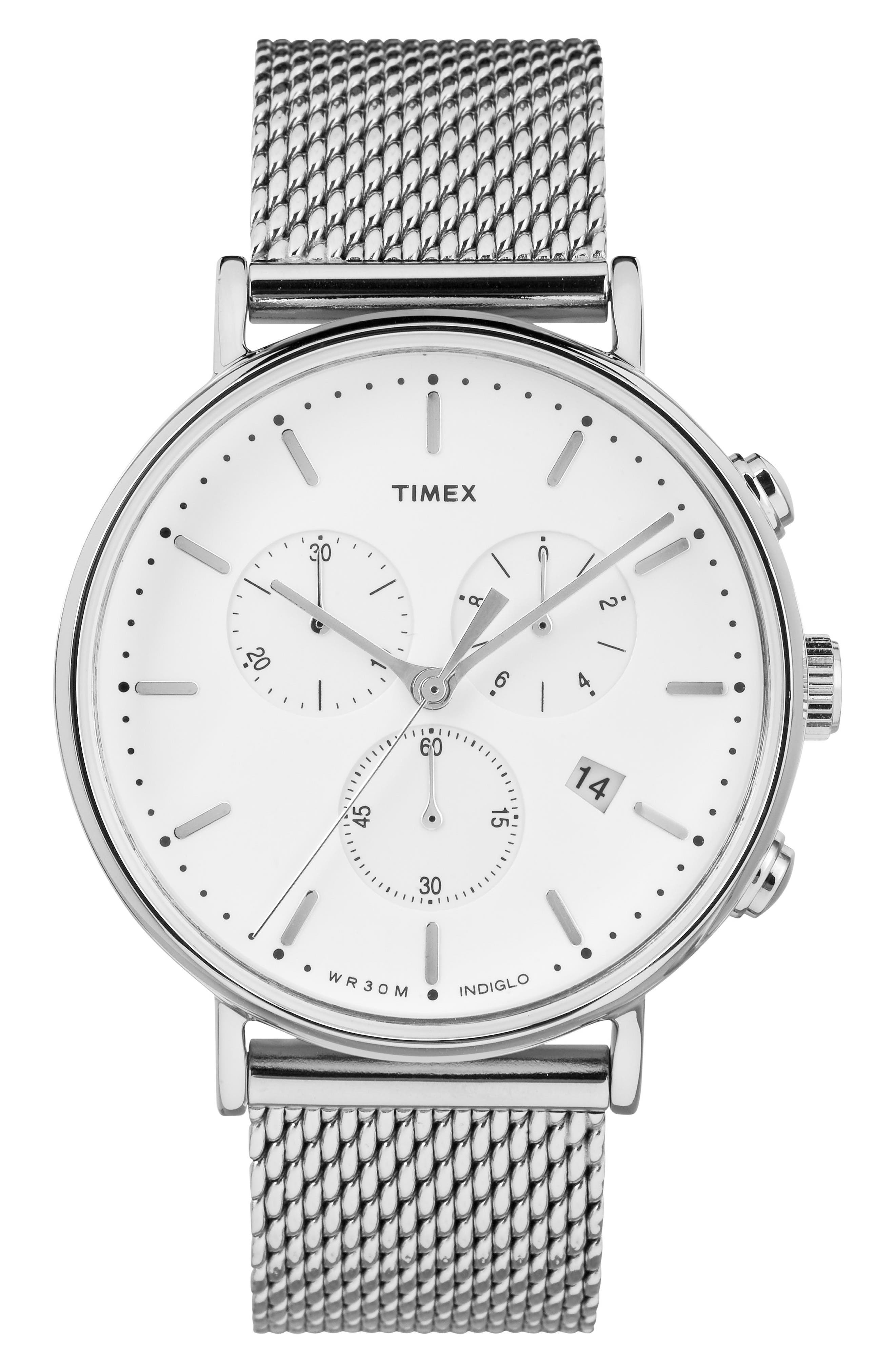Timex Fairfield Chronograph Mesh Strap Watch, 41Mm