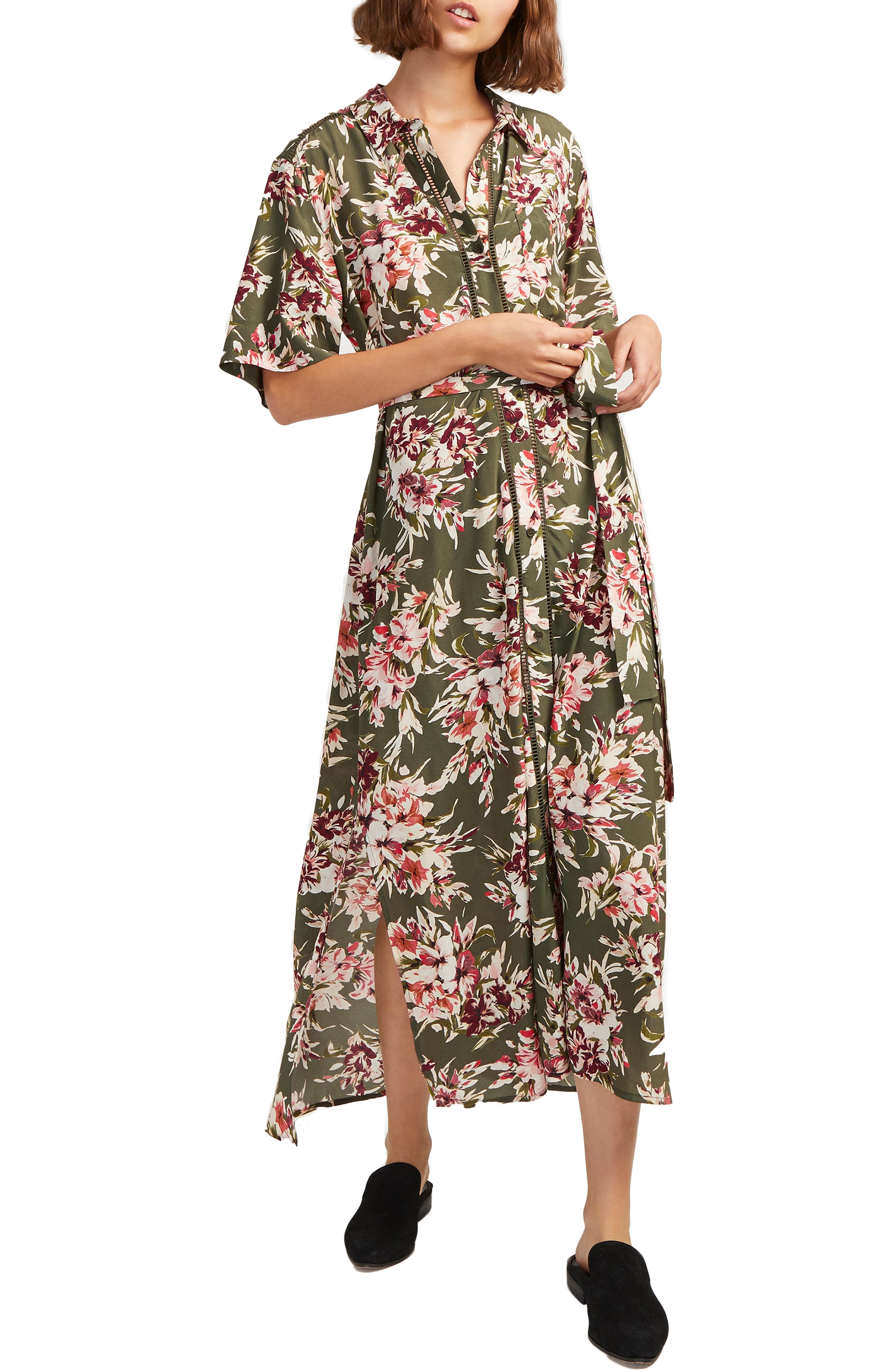 French Connection Floriana Drape Maxi Dress, Green