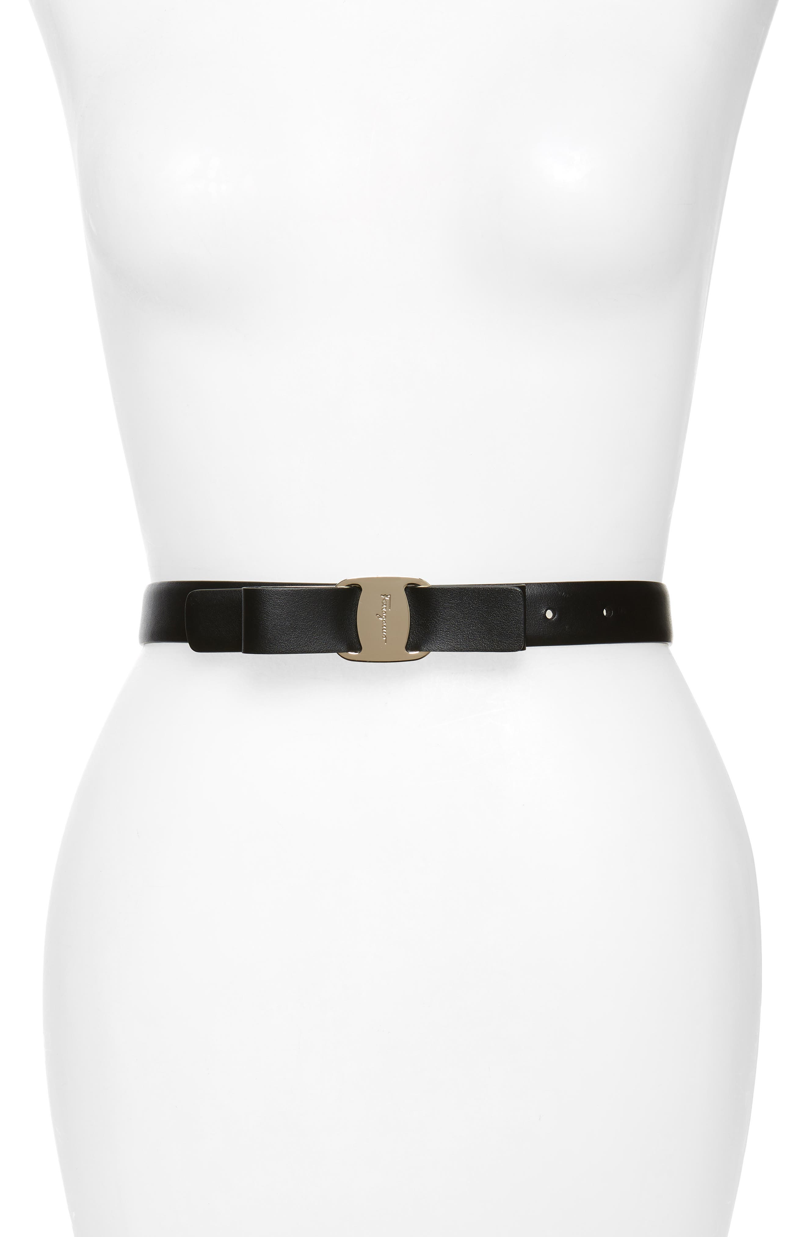 Salvatore Ferragamo New Vara Bow Leather Belt, Nero