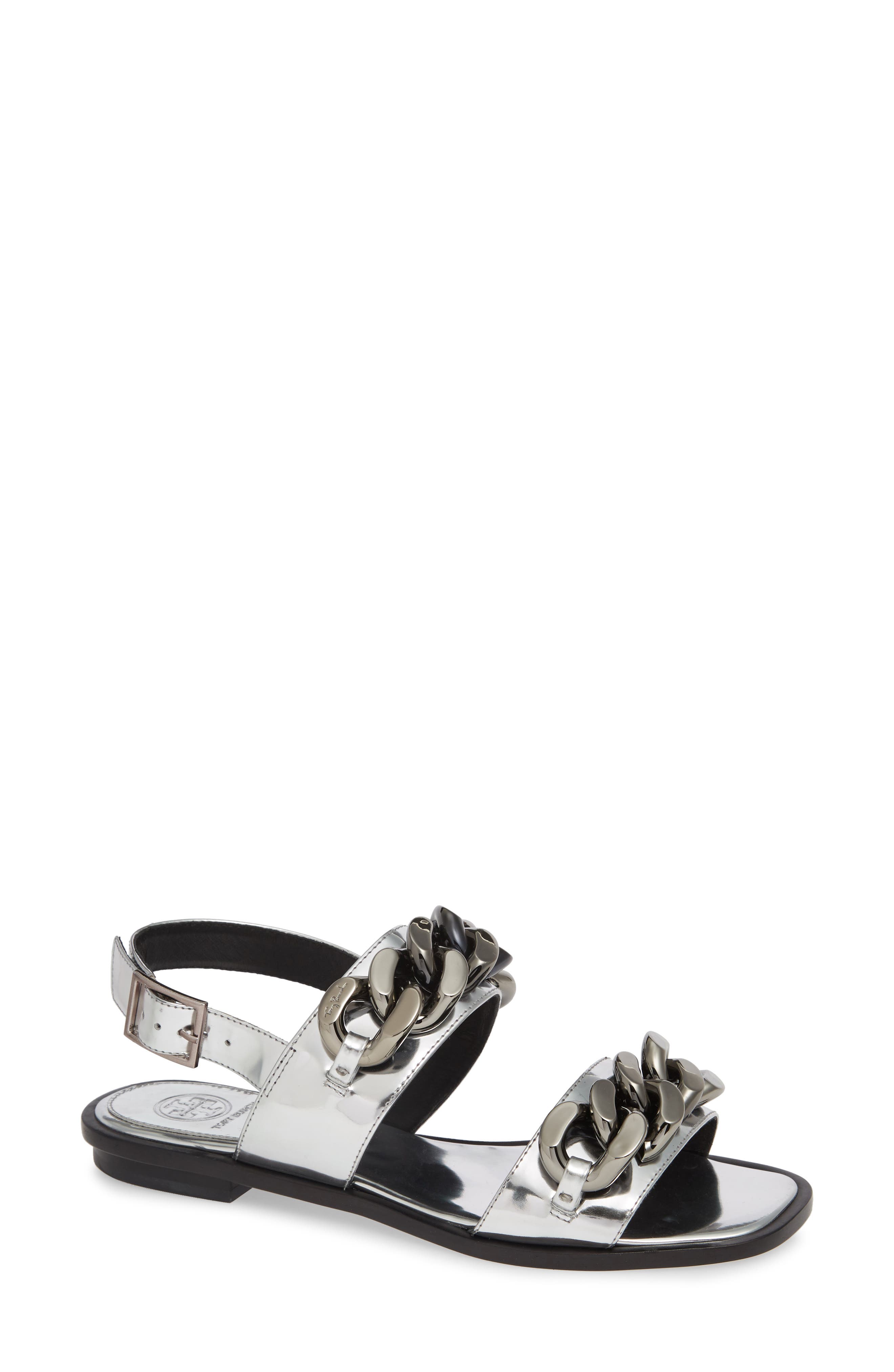 Tory Burch Adrien Chain Sandal- Metallic