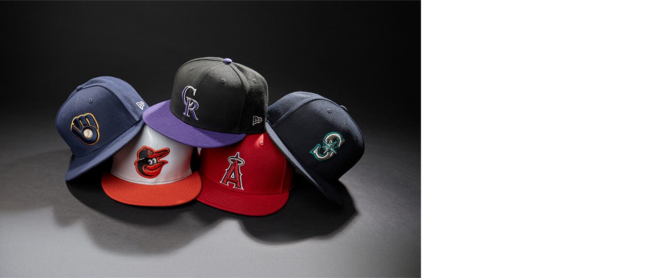 Gear up for game day: 5 hats featuring logos of different MLB teams.
