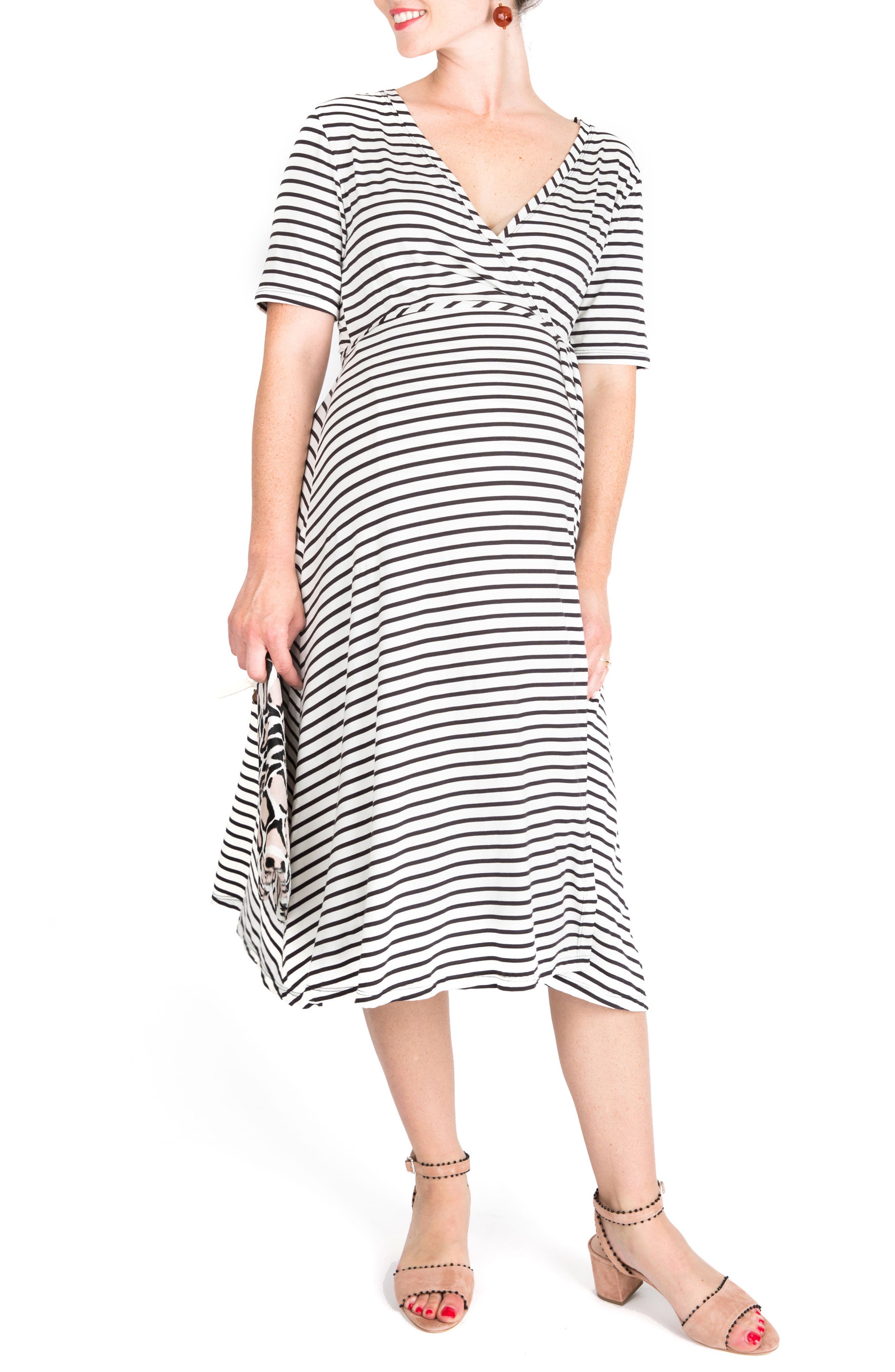 Nom Maternity Maya Maternity/nursing Wrap Dress, Black