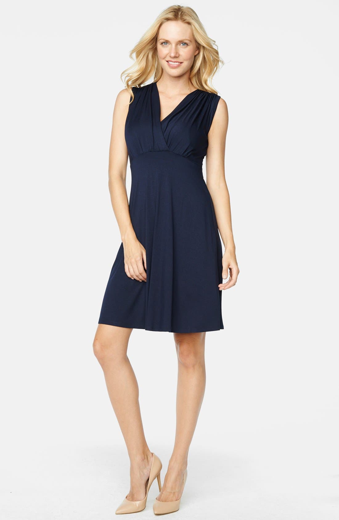 Maternal America Tummy Tuck Sleeveless Maternity/nursing Dress, Blue