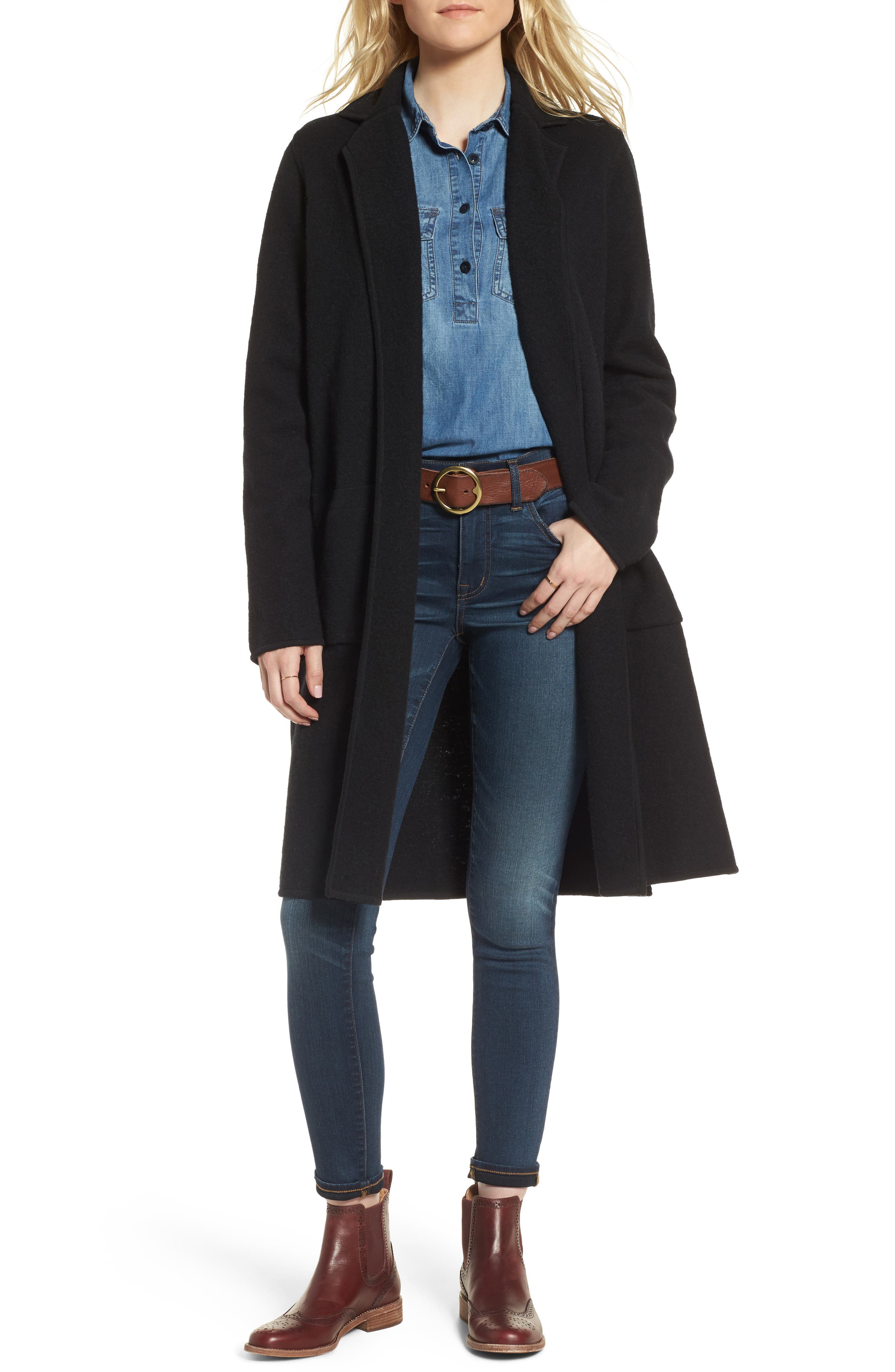 Madewell Camden Sweater Coat, Black