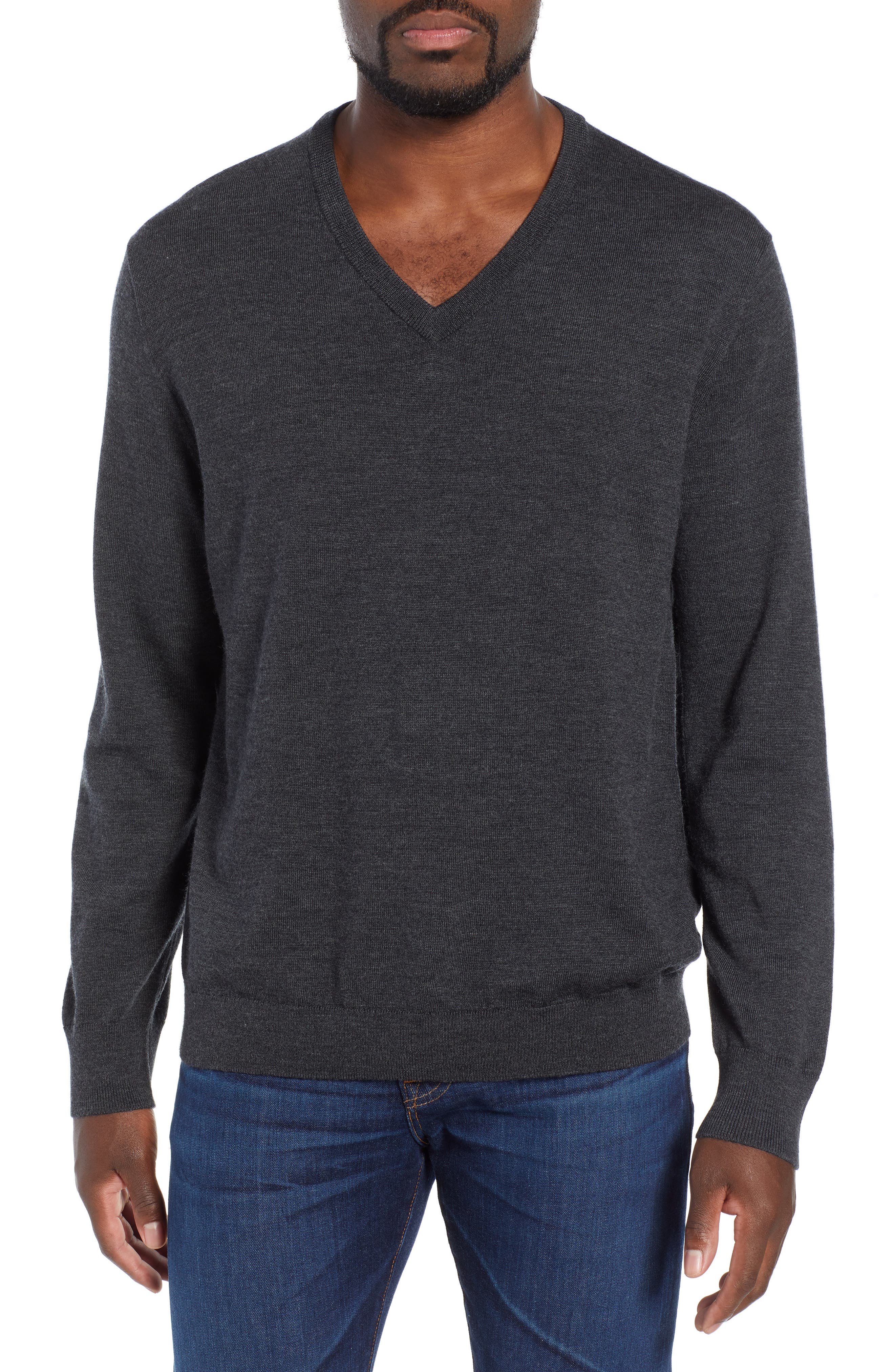 J.crew V-Neck Merino Wool Sweater, Grey