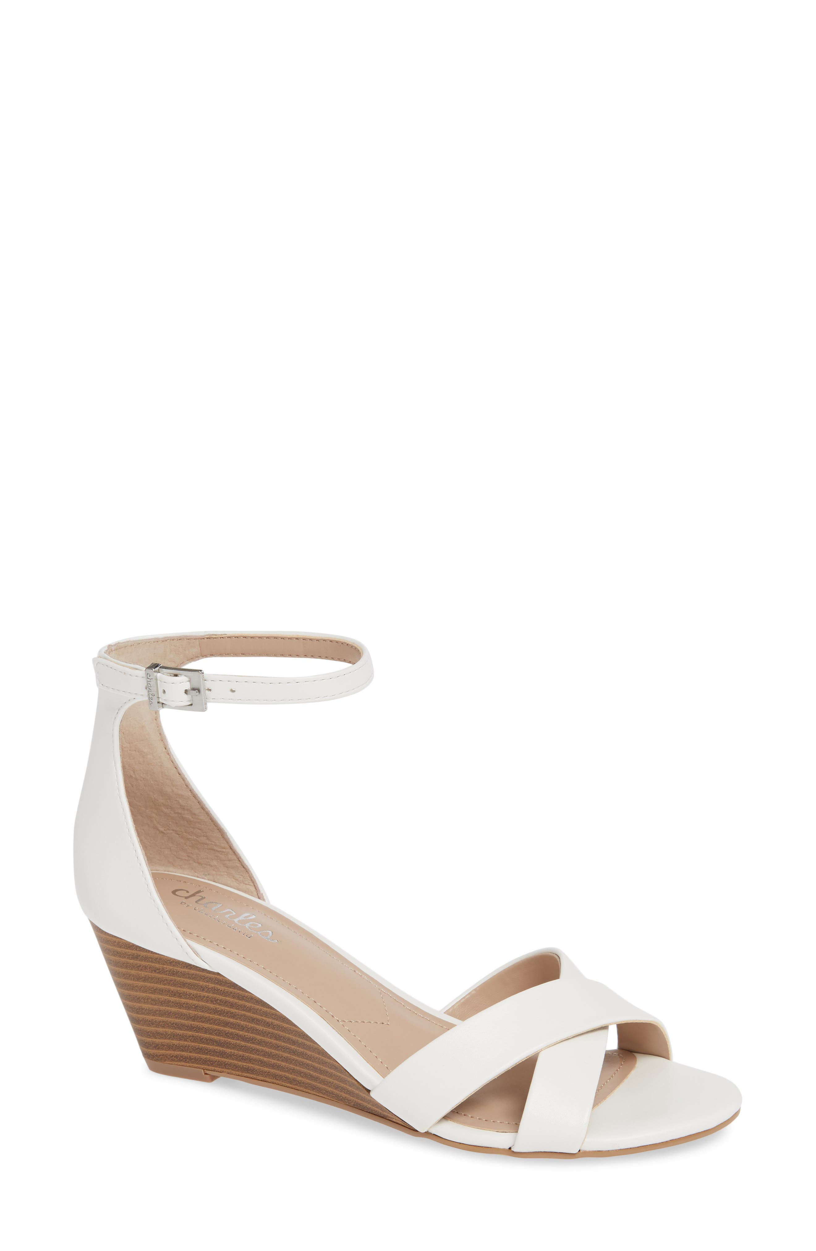 Charles By Charles David Griffin Ankle Strap Wedge- White