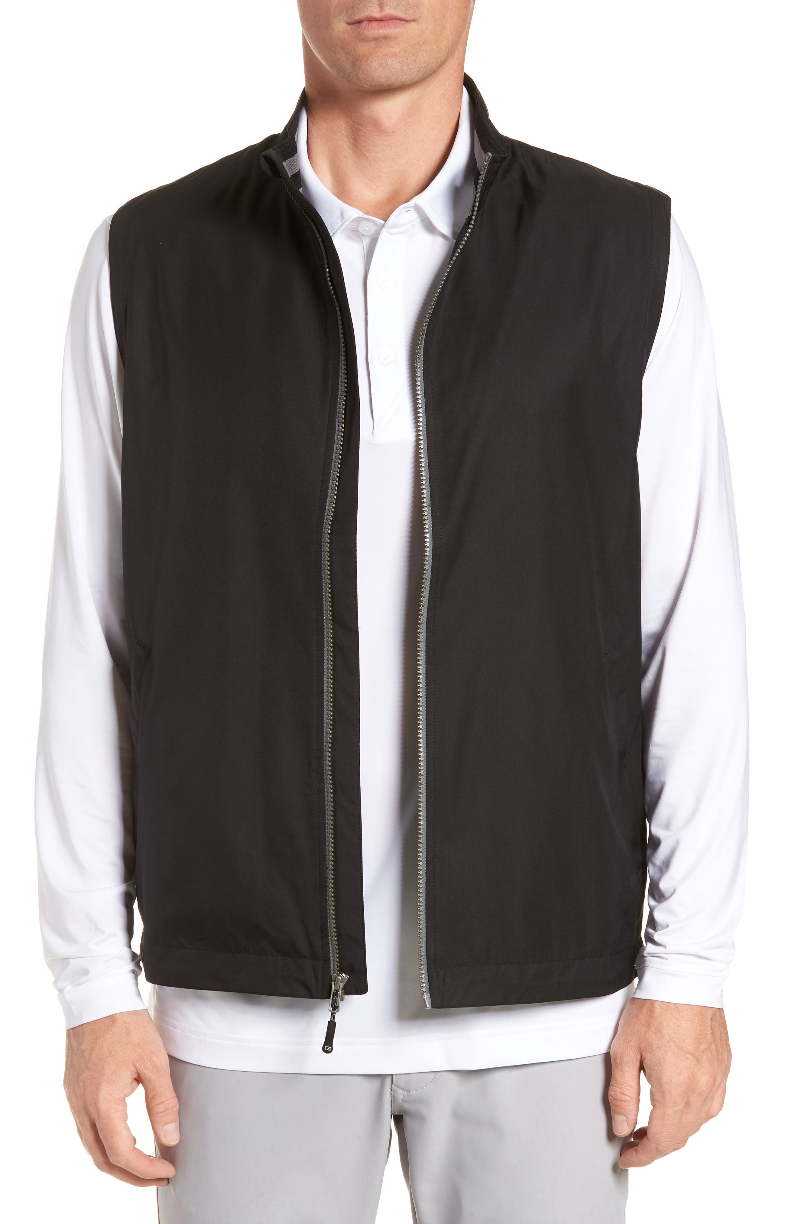 Cutter & Buck Nine Iron Drytec Zip Vest, Black