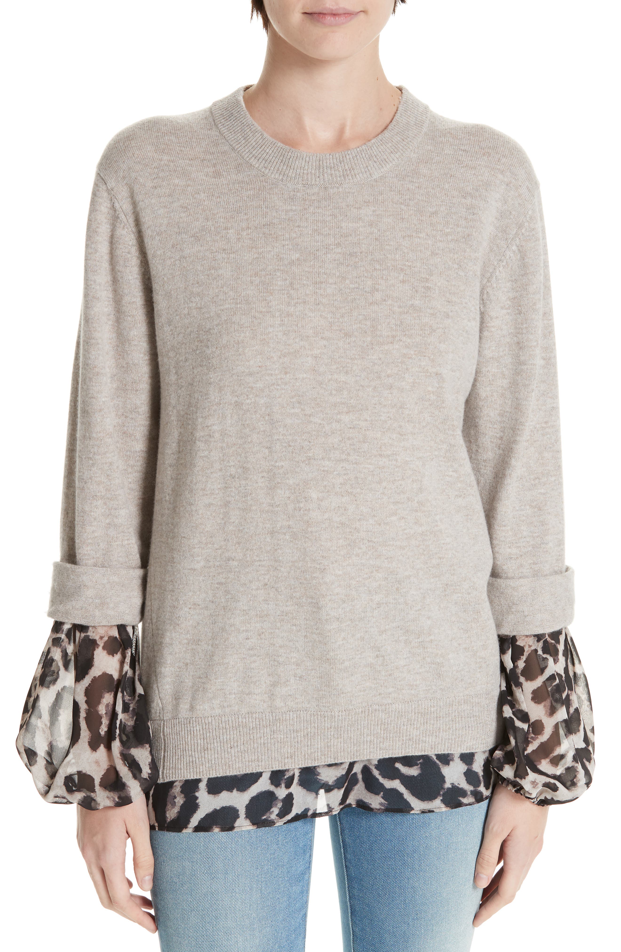 Brochu Walker Layered Animal Print Wool & Cashmere Sweater