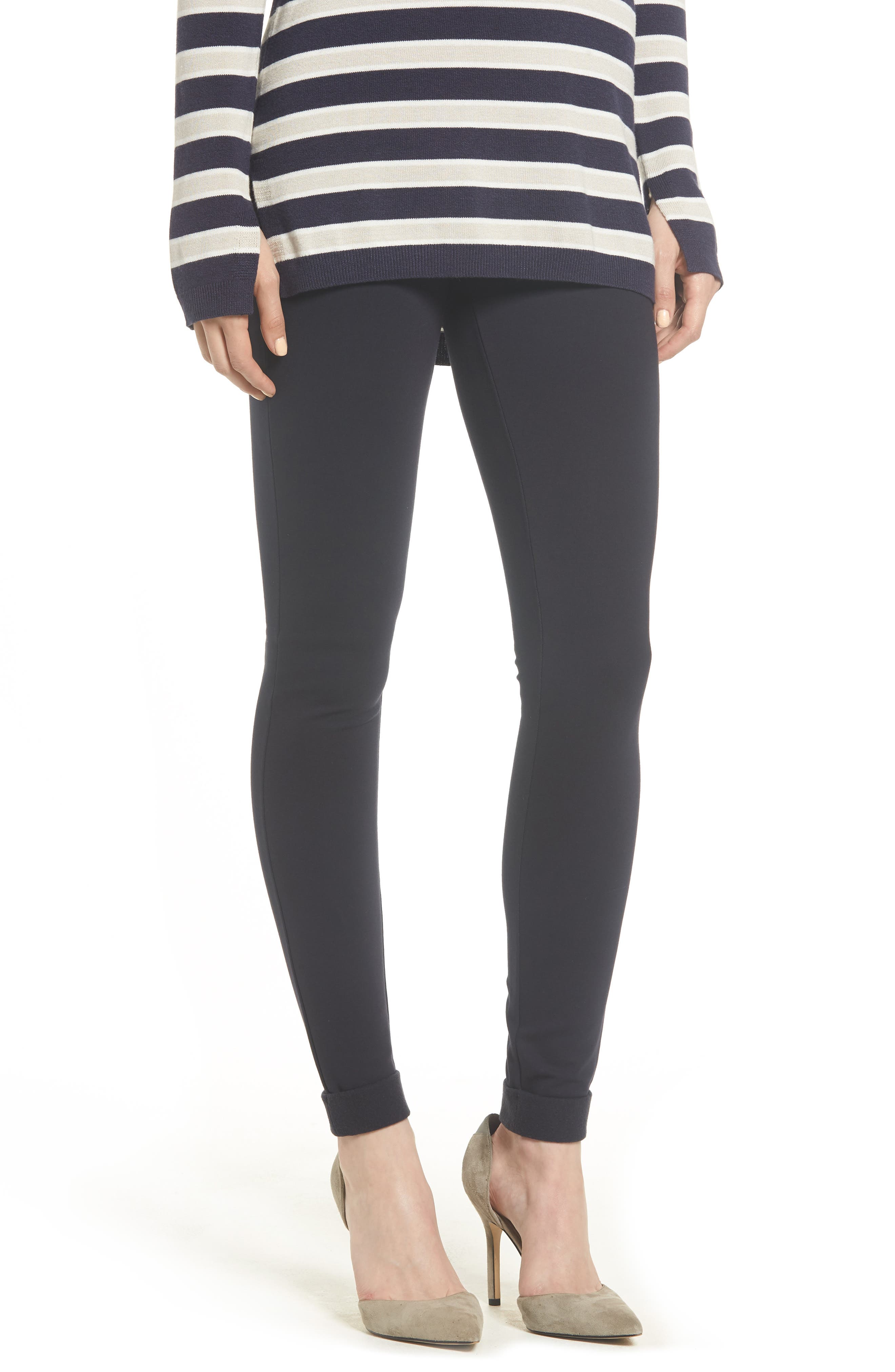 Hue High Waist Brushed Ponte Leggings, Blue
