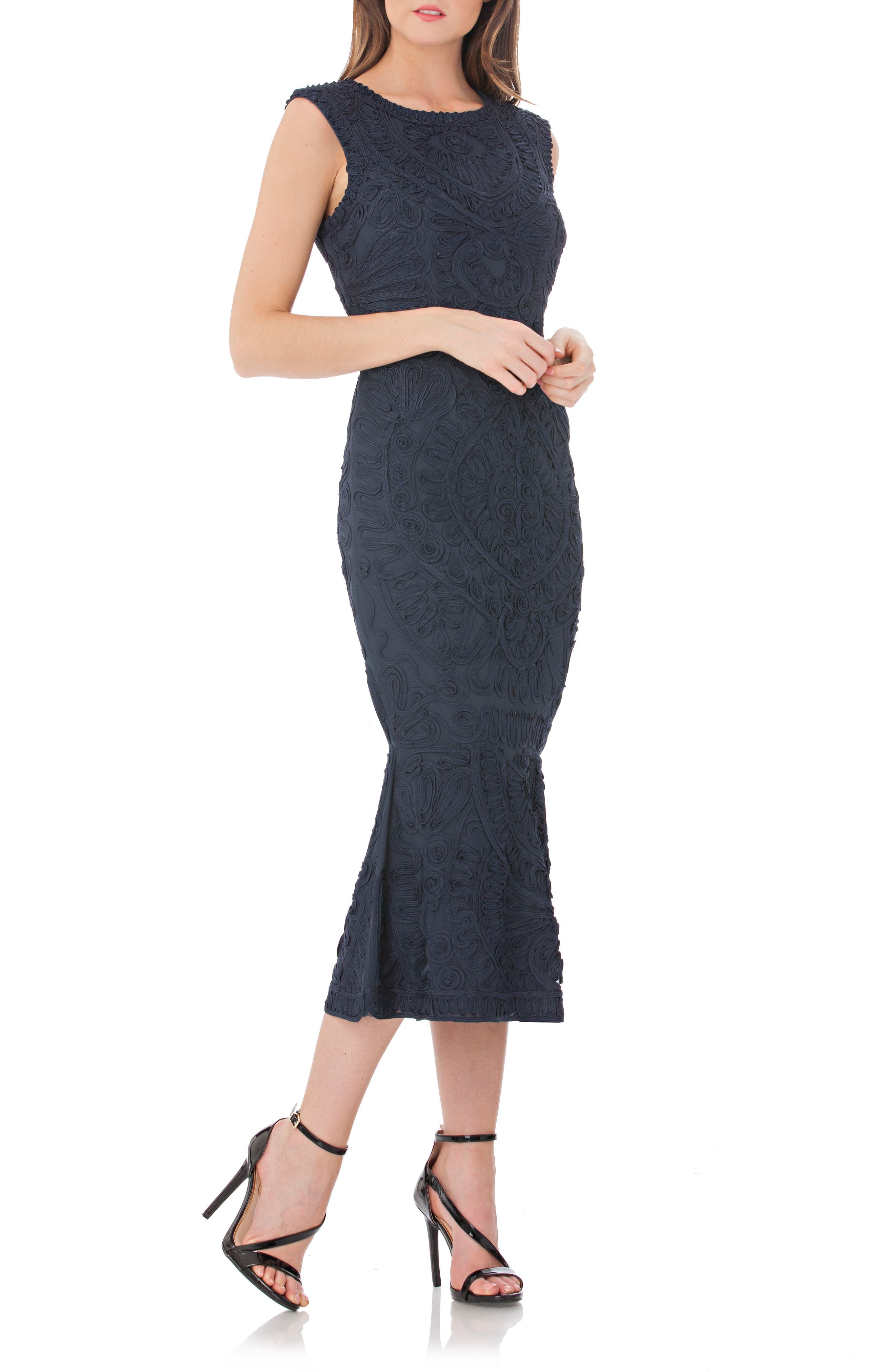 Js Collections Soutache Mesh Dress, Blue