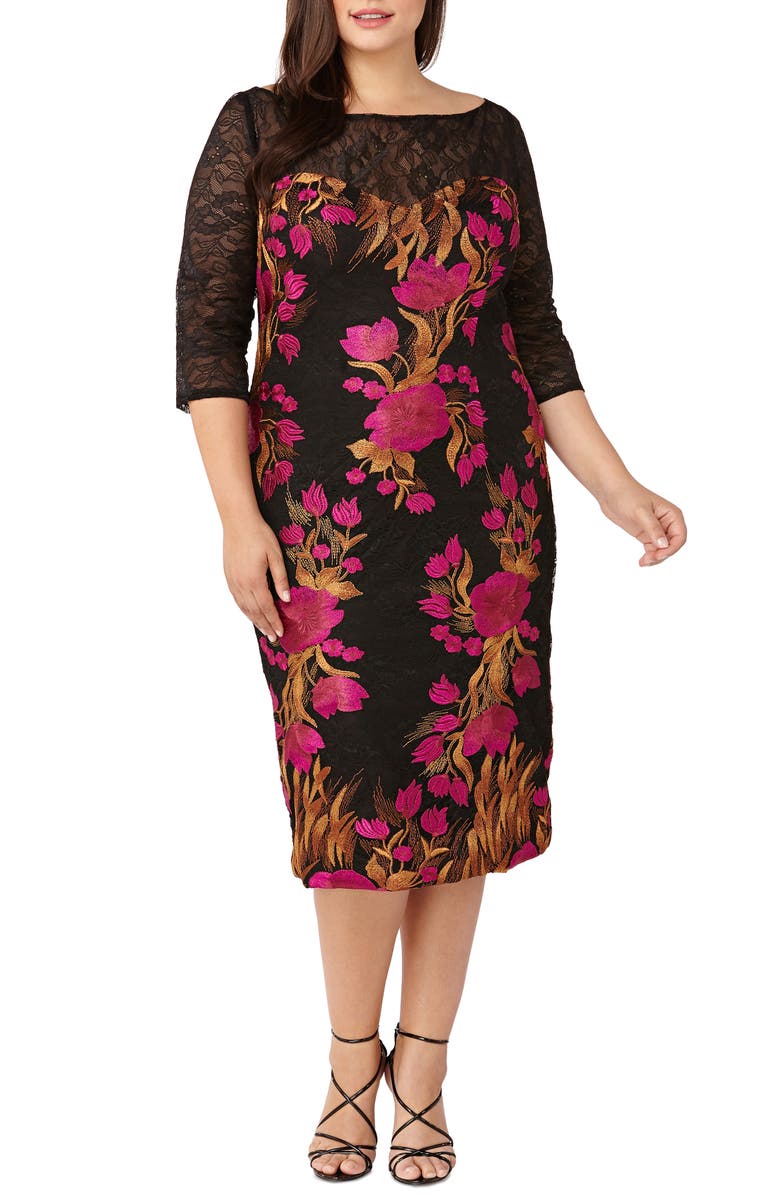 JS Collections Embroidered Lace Cocktail Dress (Plus Size) | Nordstrom