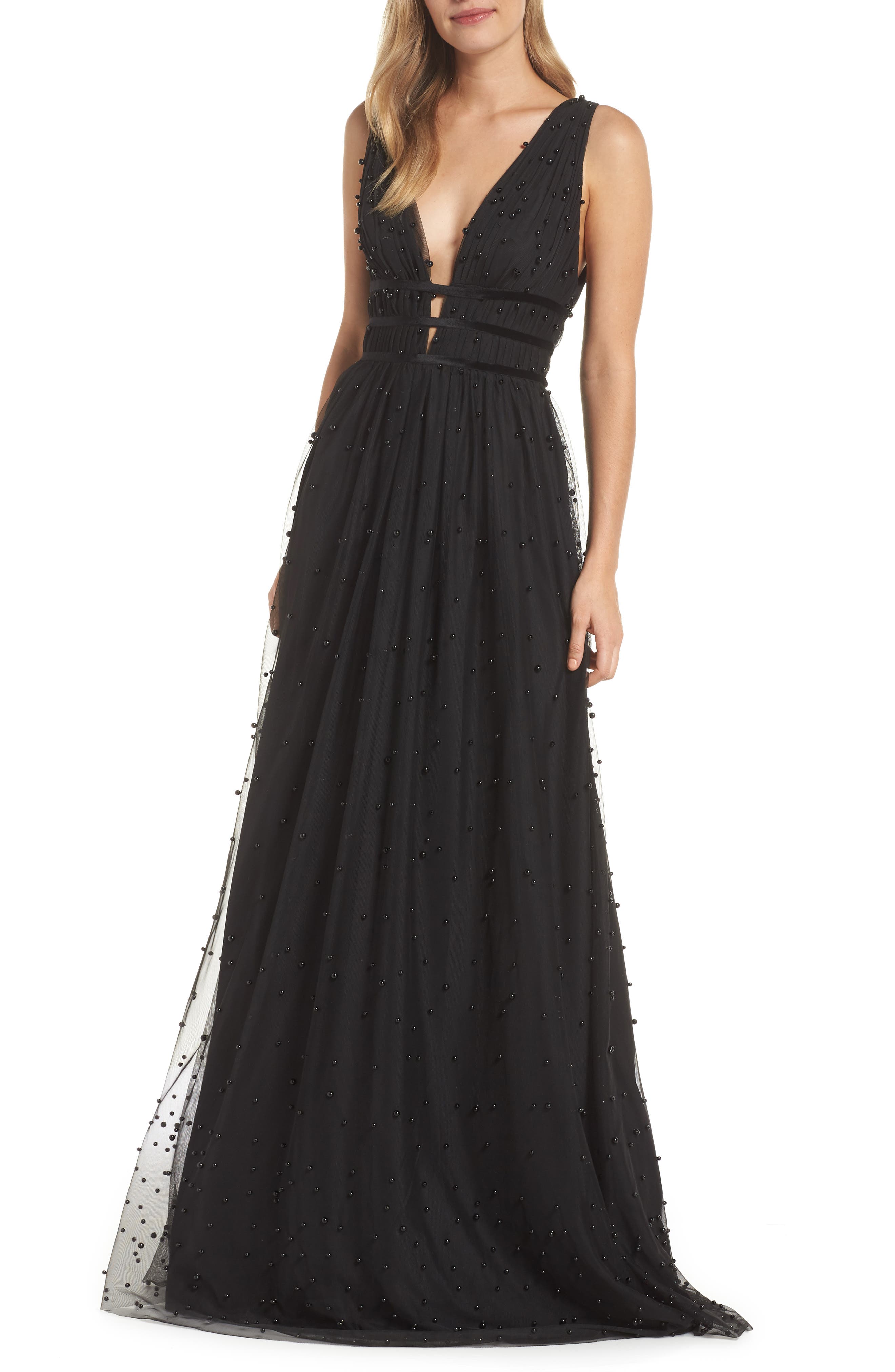Ml Monique Lhuillier Beaded Mesh Gown