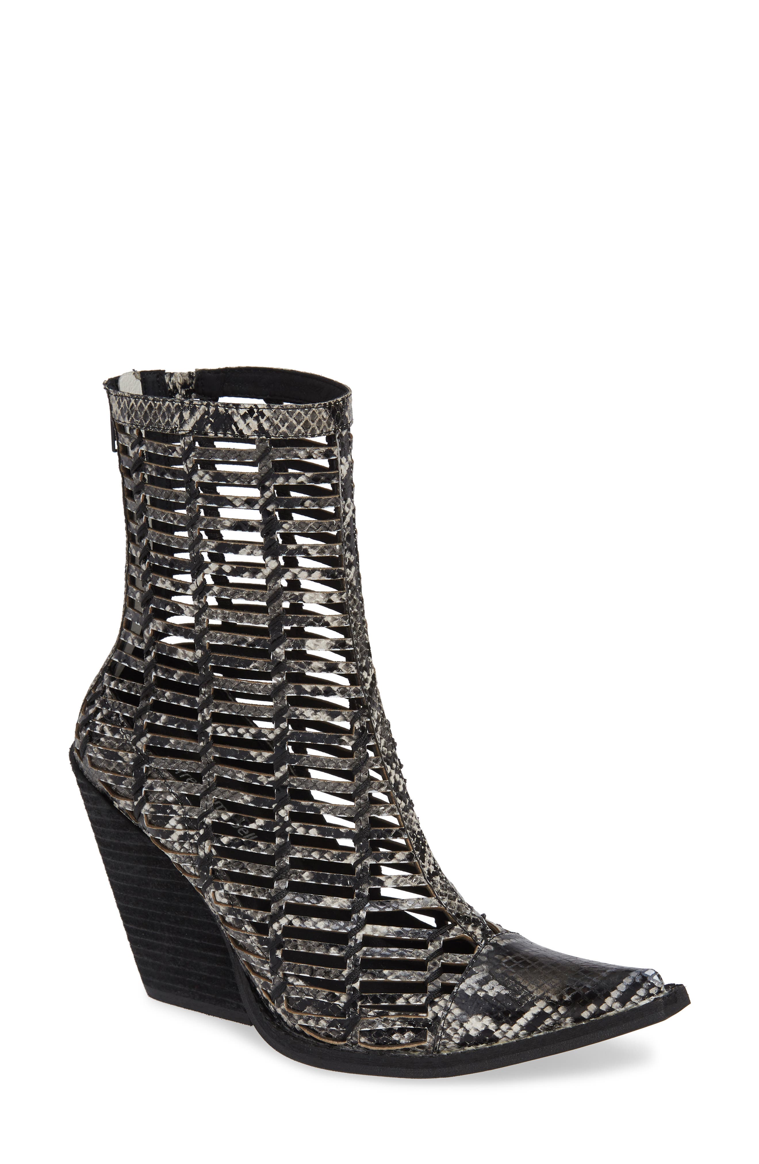 Jeffrey Campbell Gunmetal Cage Bootie, Grey