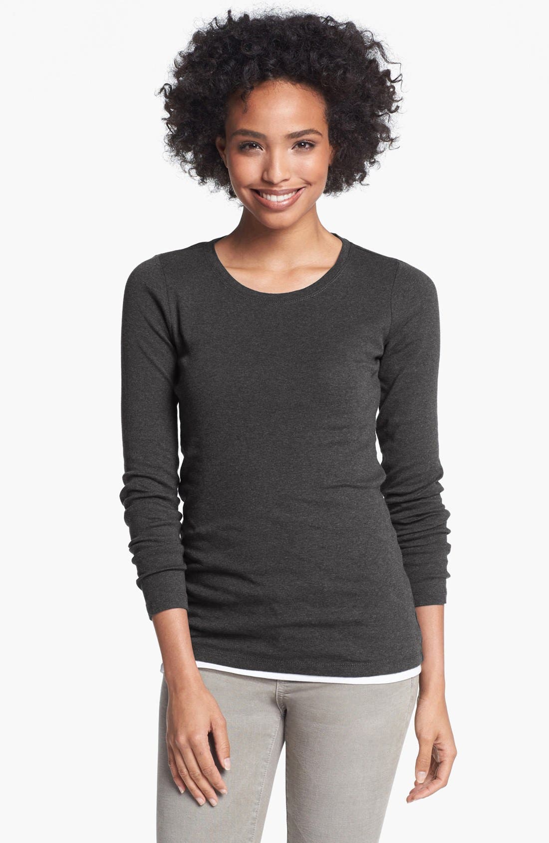 Caslon® Long Sleeve Crewneck Tee (Regular & Petite) Nordstrom