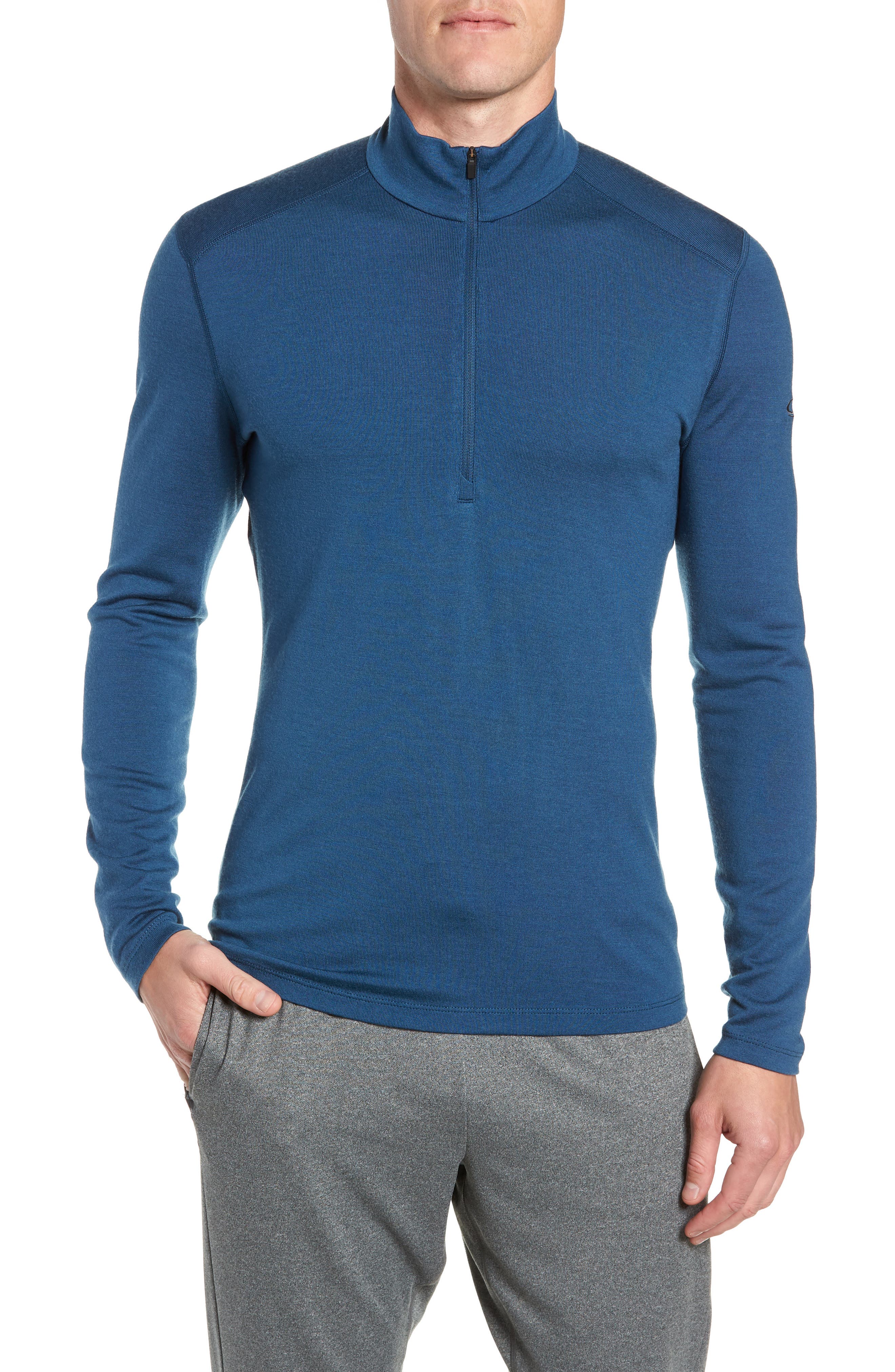 Icebreaker 260 Tech Merino Wool Half Zip Base Layer Top, Blue
