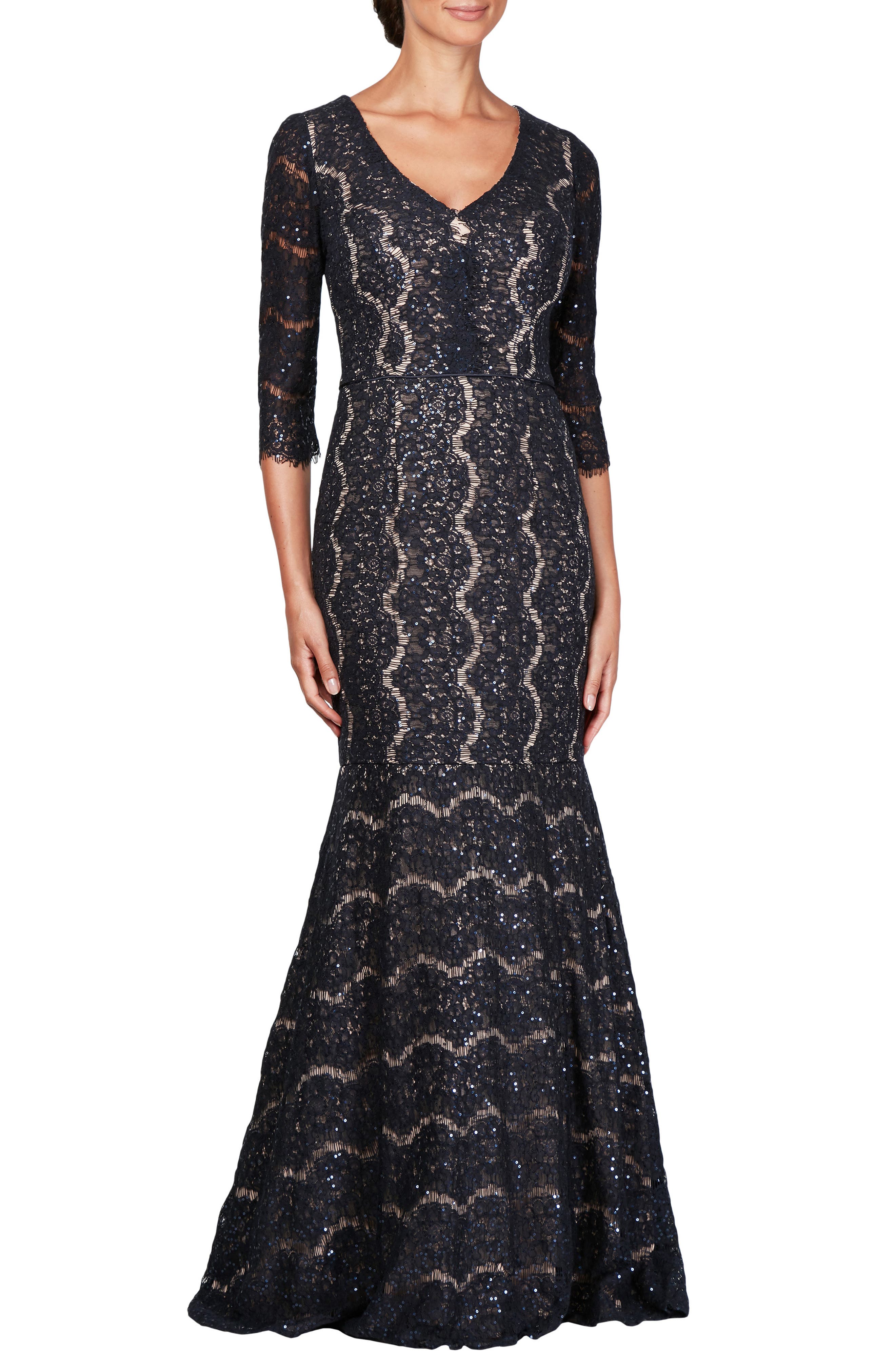 Alex Evenings Sequin Lace Mermaid Evening Dress